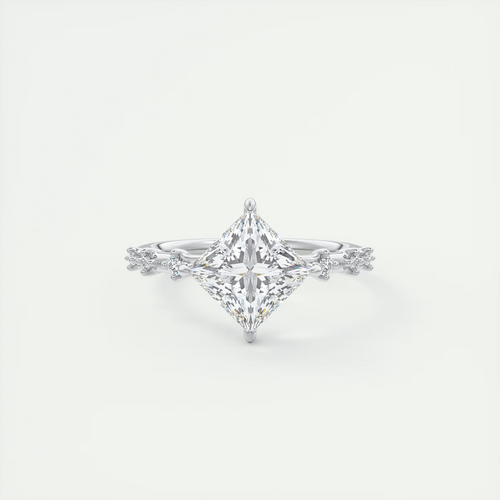 2 Carat Dainty Princess Solitaire with Diamond Accents