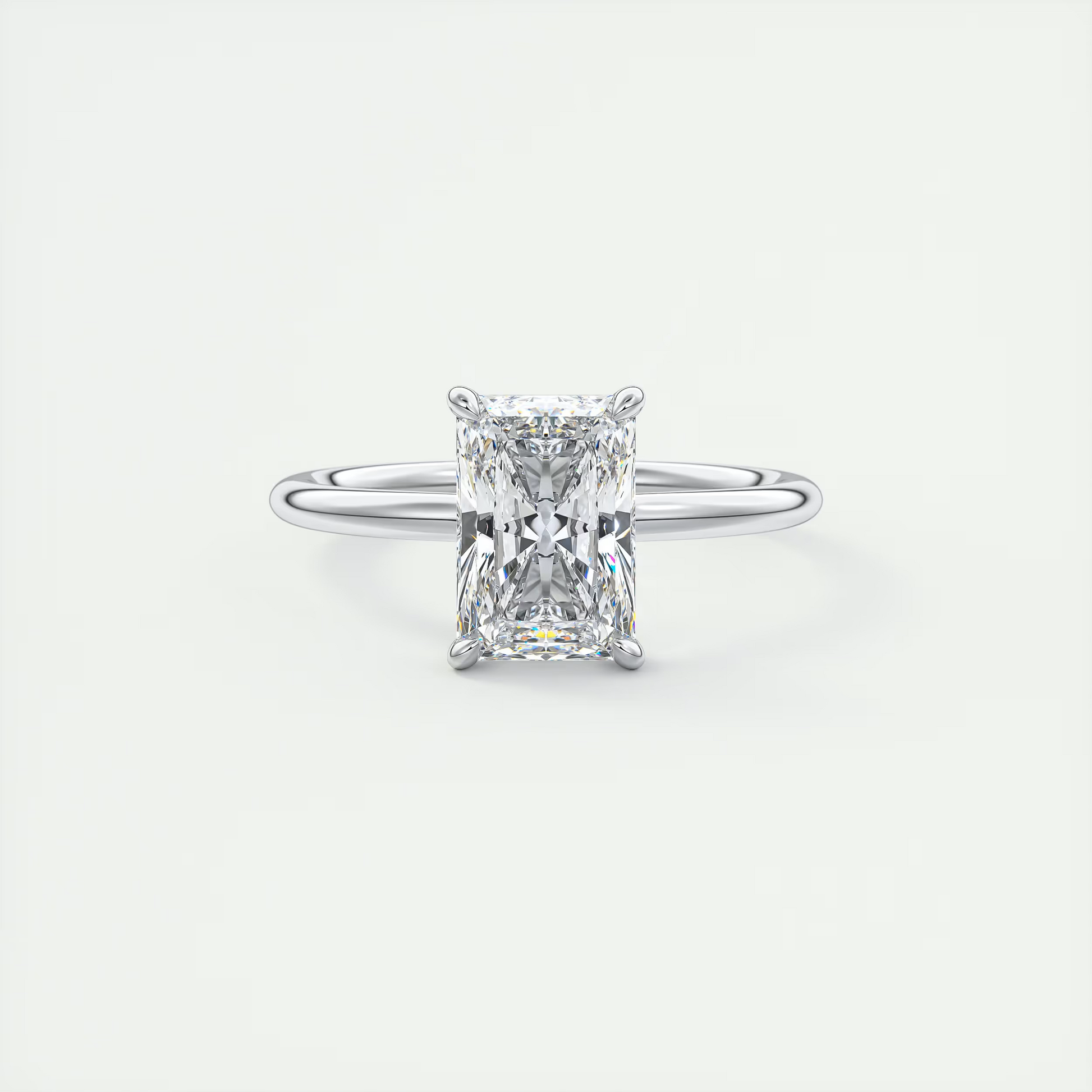 2 Carat Flush Radiant Stacking Low Profile Solitaire