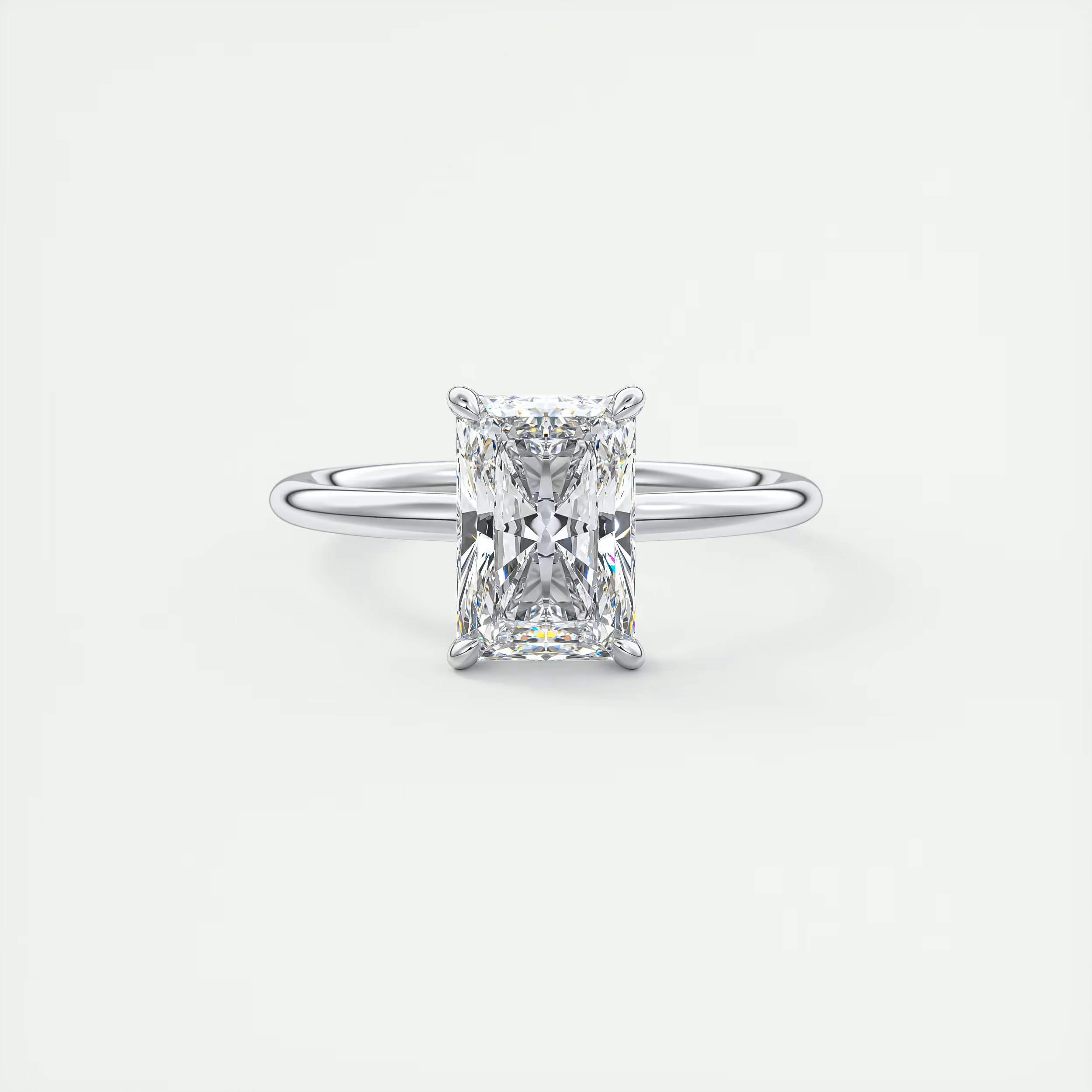 2 Carat Flush Radiant Stacking Low Profile Solitaire