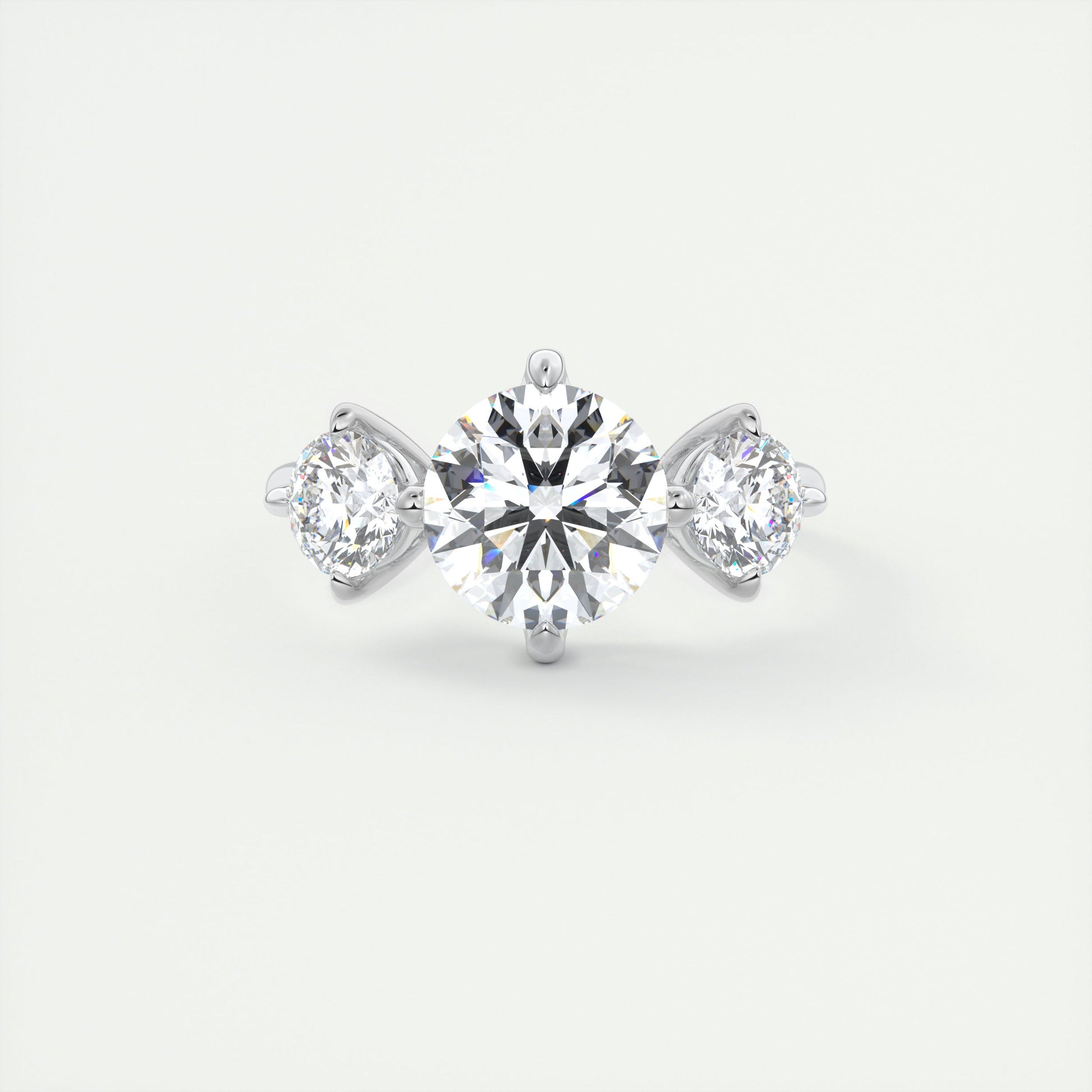 Stacked 2 Carat Round Flush Stacking Three-Stone Engagement Ring