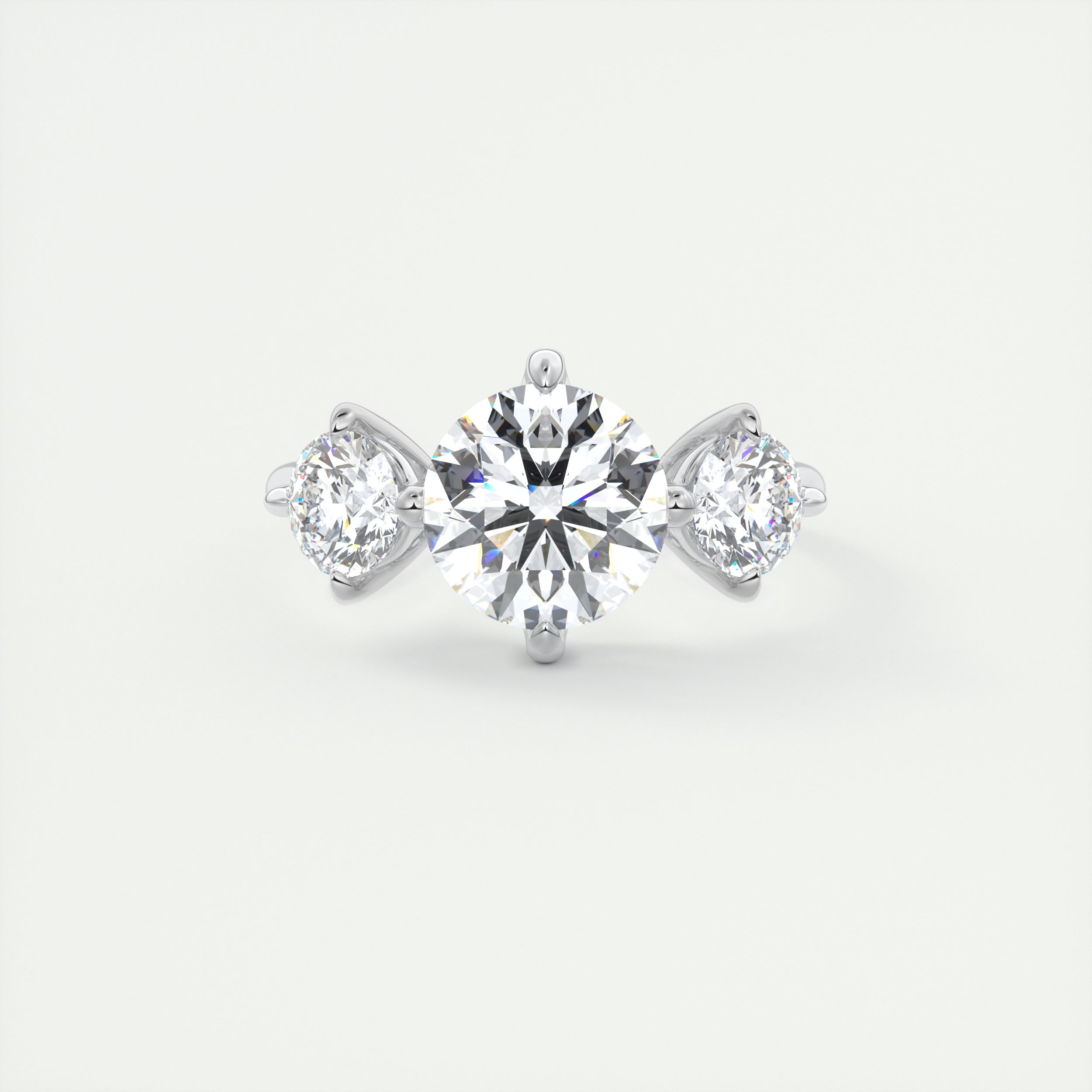 Stacked 2 Carat Round Flush Stacking Three-Stone Engagement Ring