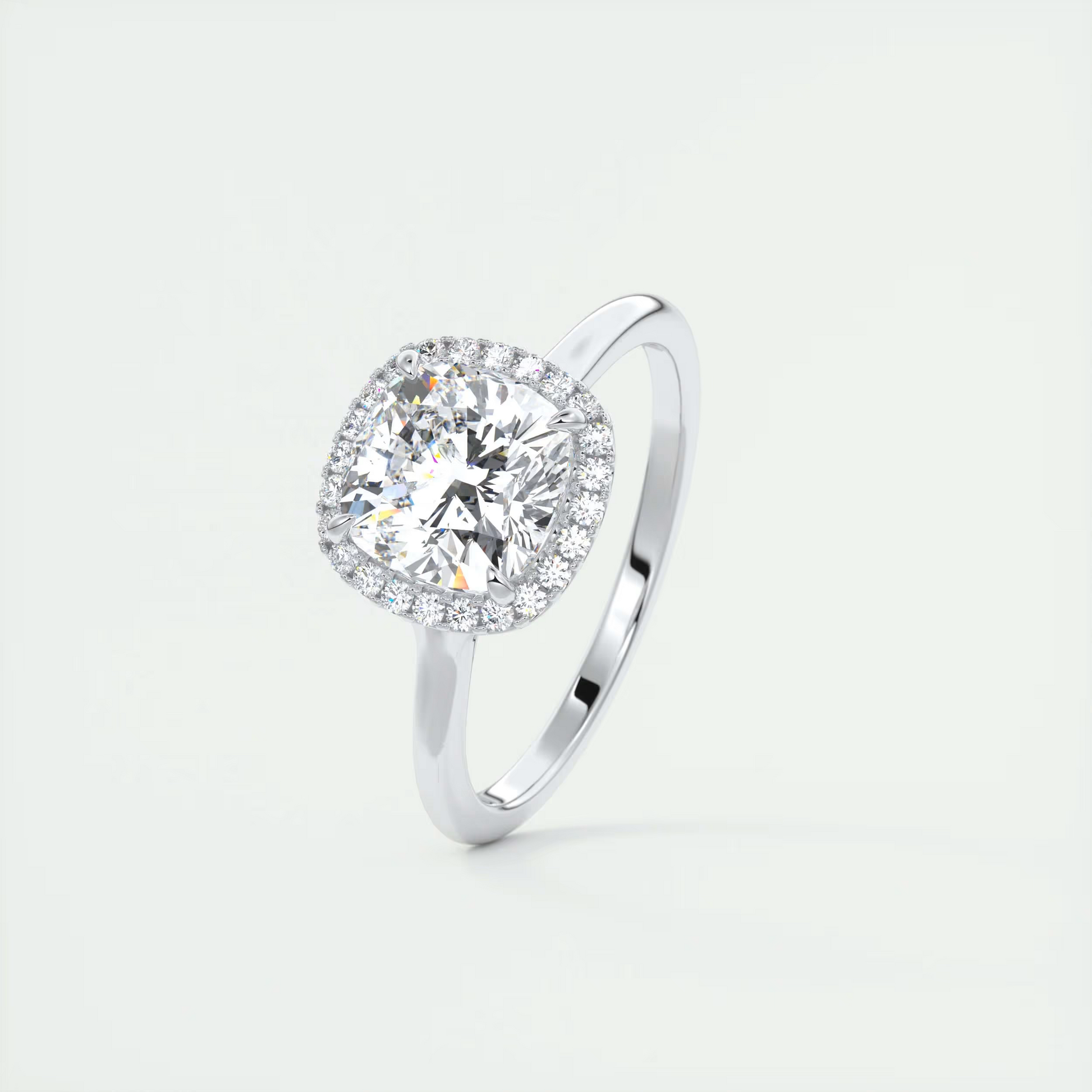 Clean Lines 2 Carat Cushion Center with French Set Halo