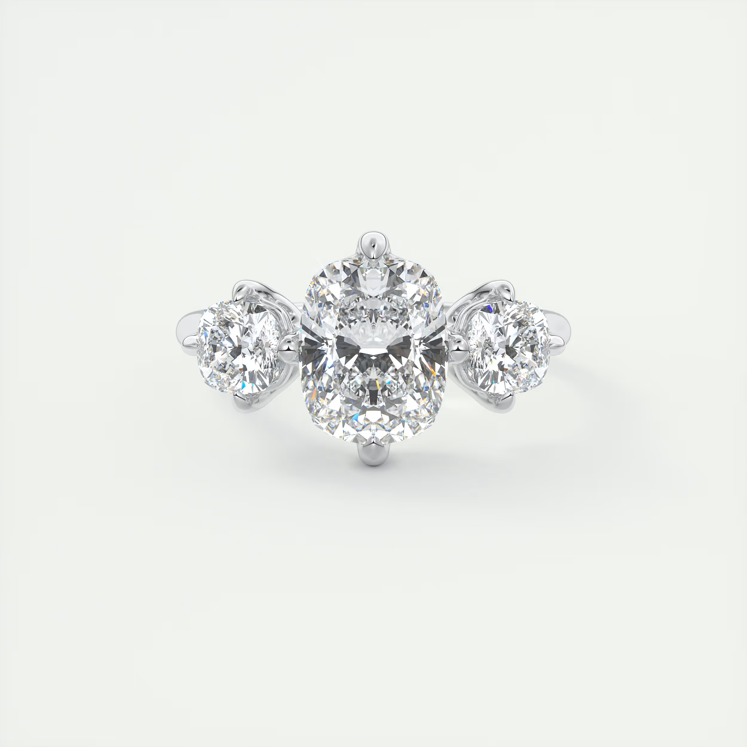 Symmetry 2 Carat Flush Stacking Cushion Three-Stone Engagement Ring