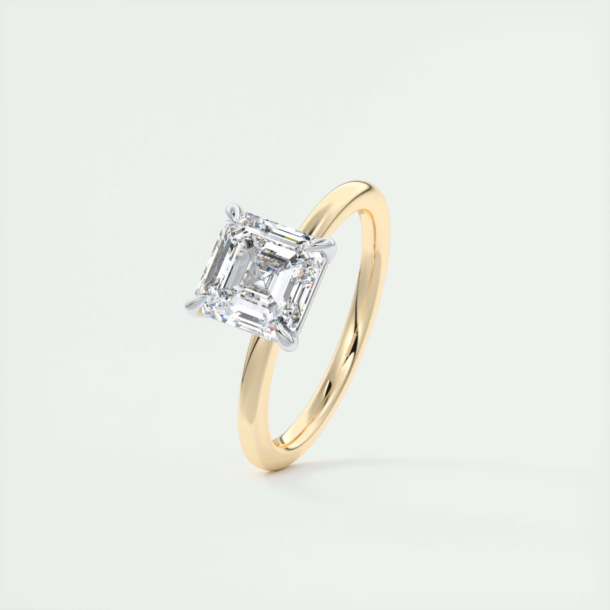 2 Carat Asscher Solitaire Ring with Platinum Prongs
