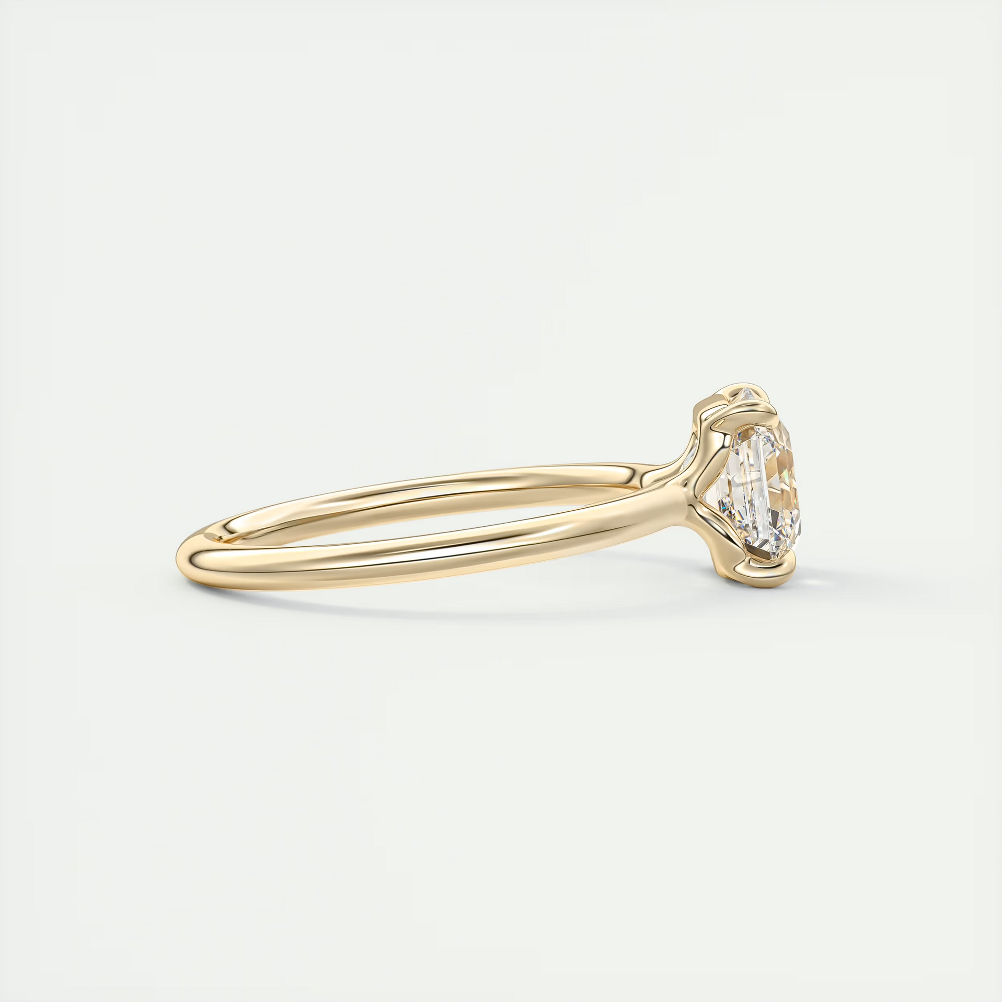 2 Carat Asscher Flush Set Low Profile Stacking Solitaire