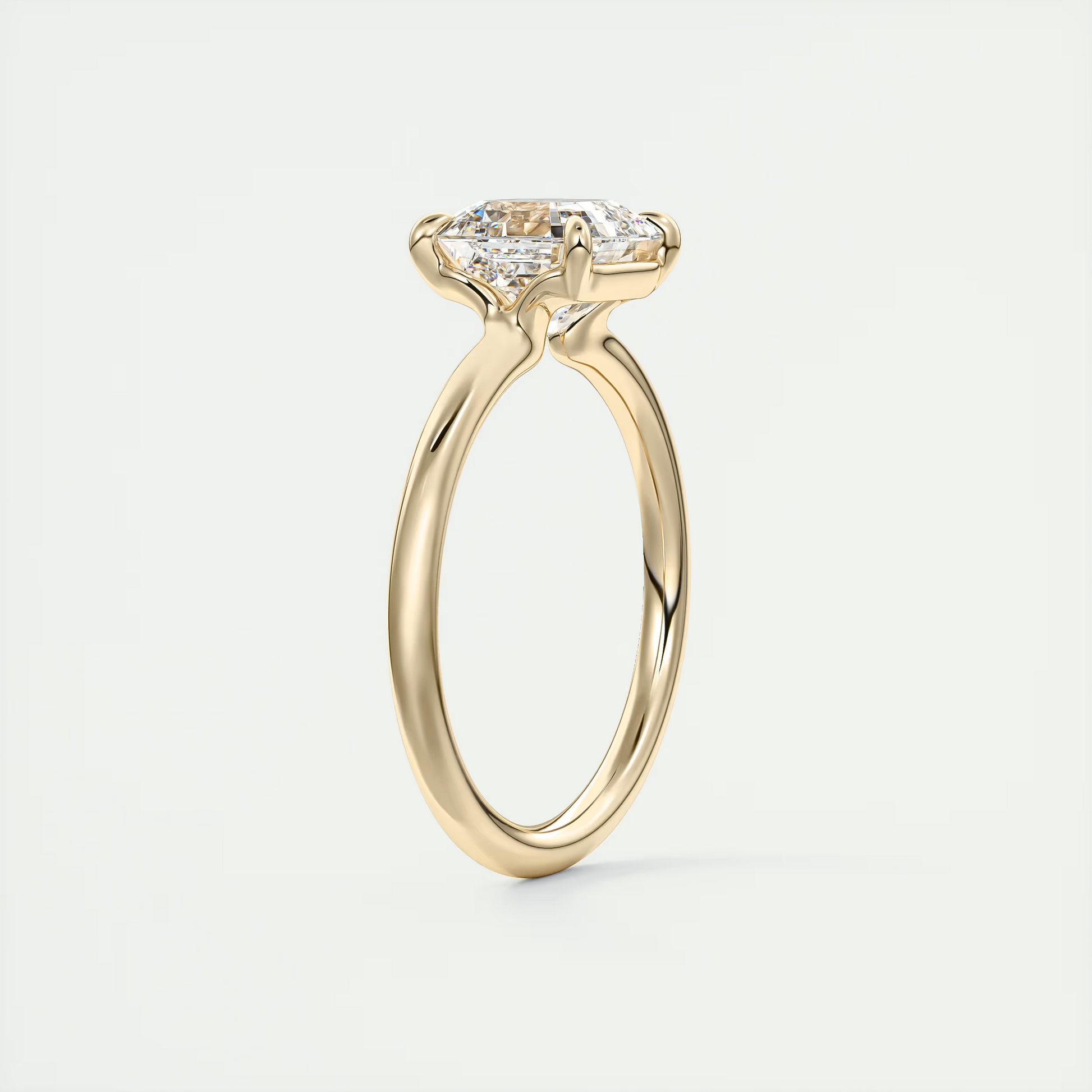 2 Carat Asscher Flush Set Low Profile Stacking Solitaire