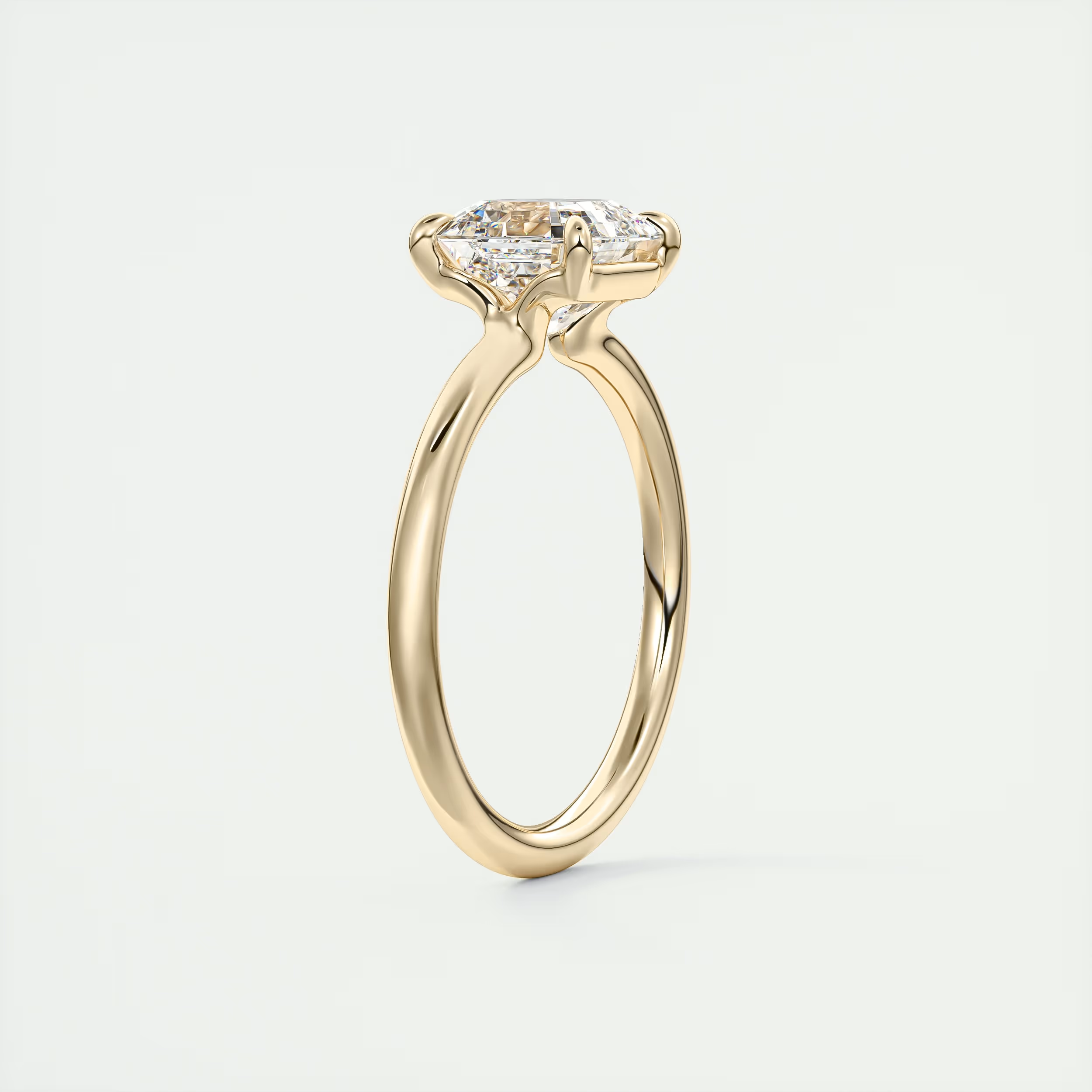 2 Carat Asscher Flush Set Low Profile Stacking Solitaire