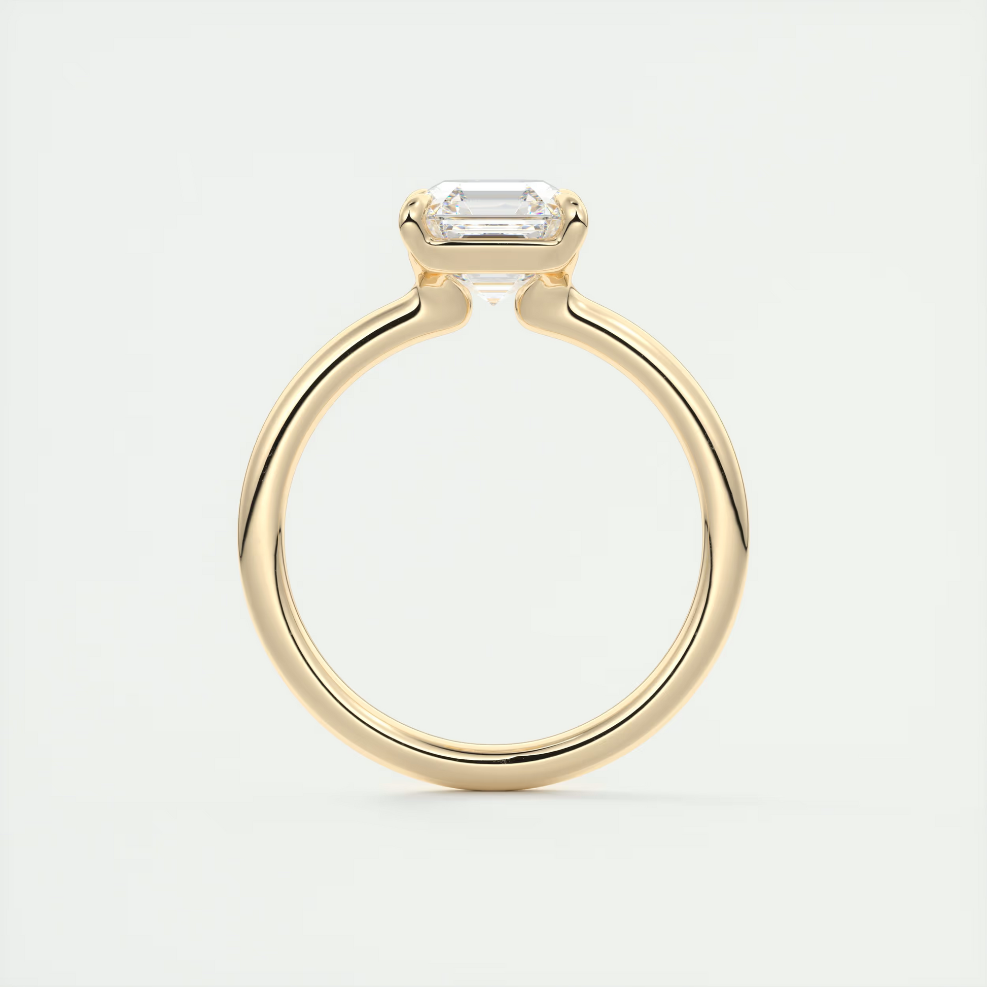 2 Carat Asscher Flush Set Low Profile Stacking Solitaire
