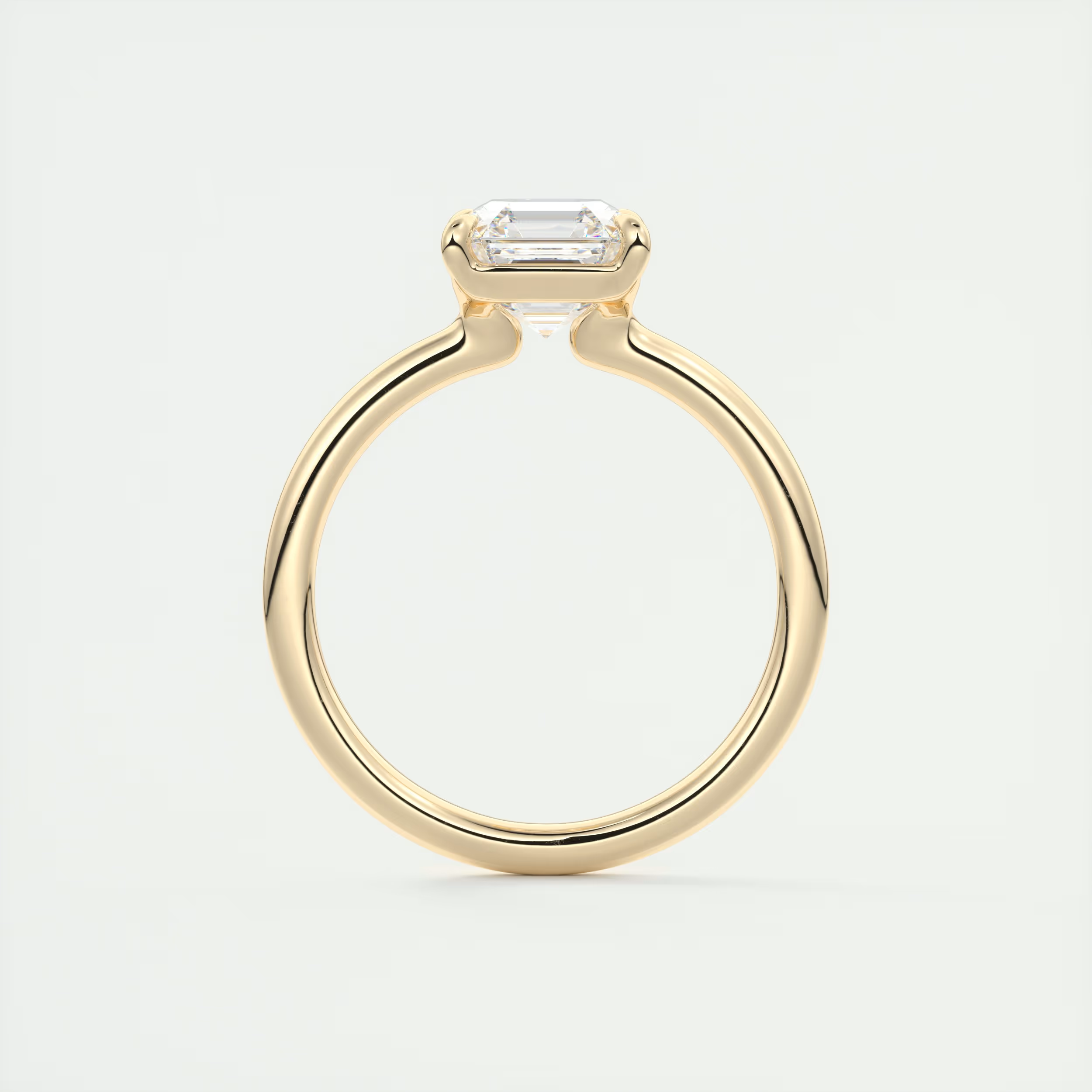 2 Carat Asscher Flush Set Low Profile Stacking Solitaire