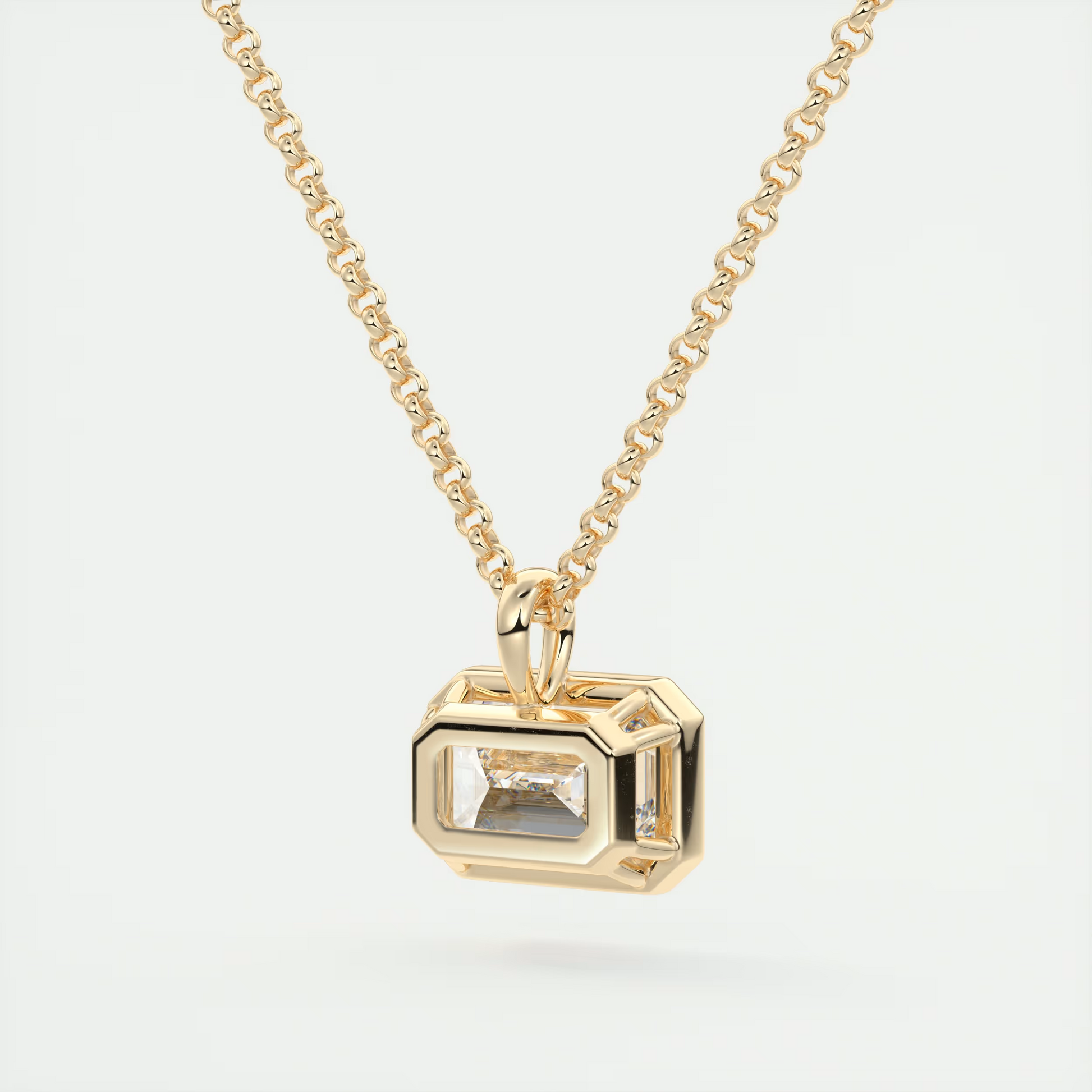 1.5 ct Emerald Bezel Set Pendant Necklace