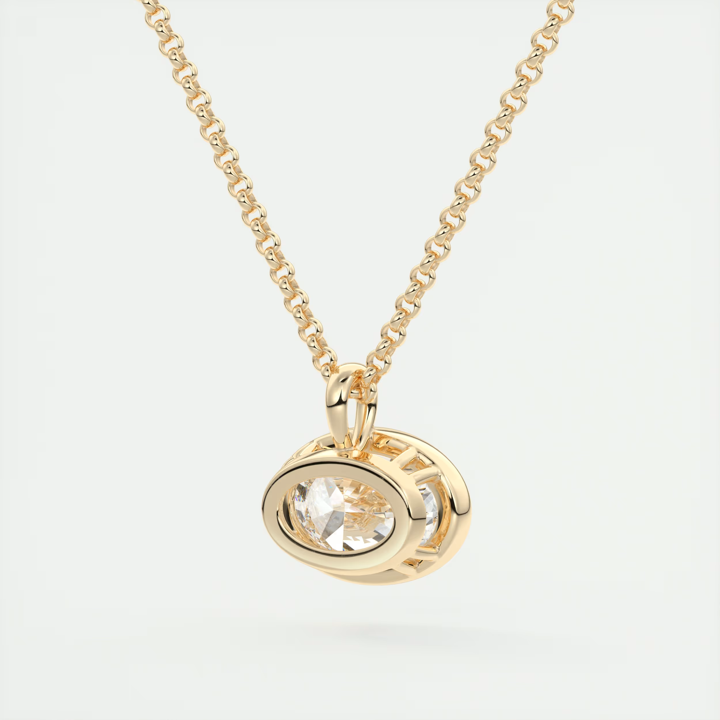 1.5 ct Oval Bezel Set Pendant Necklace