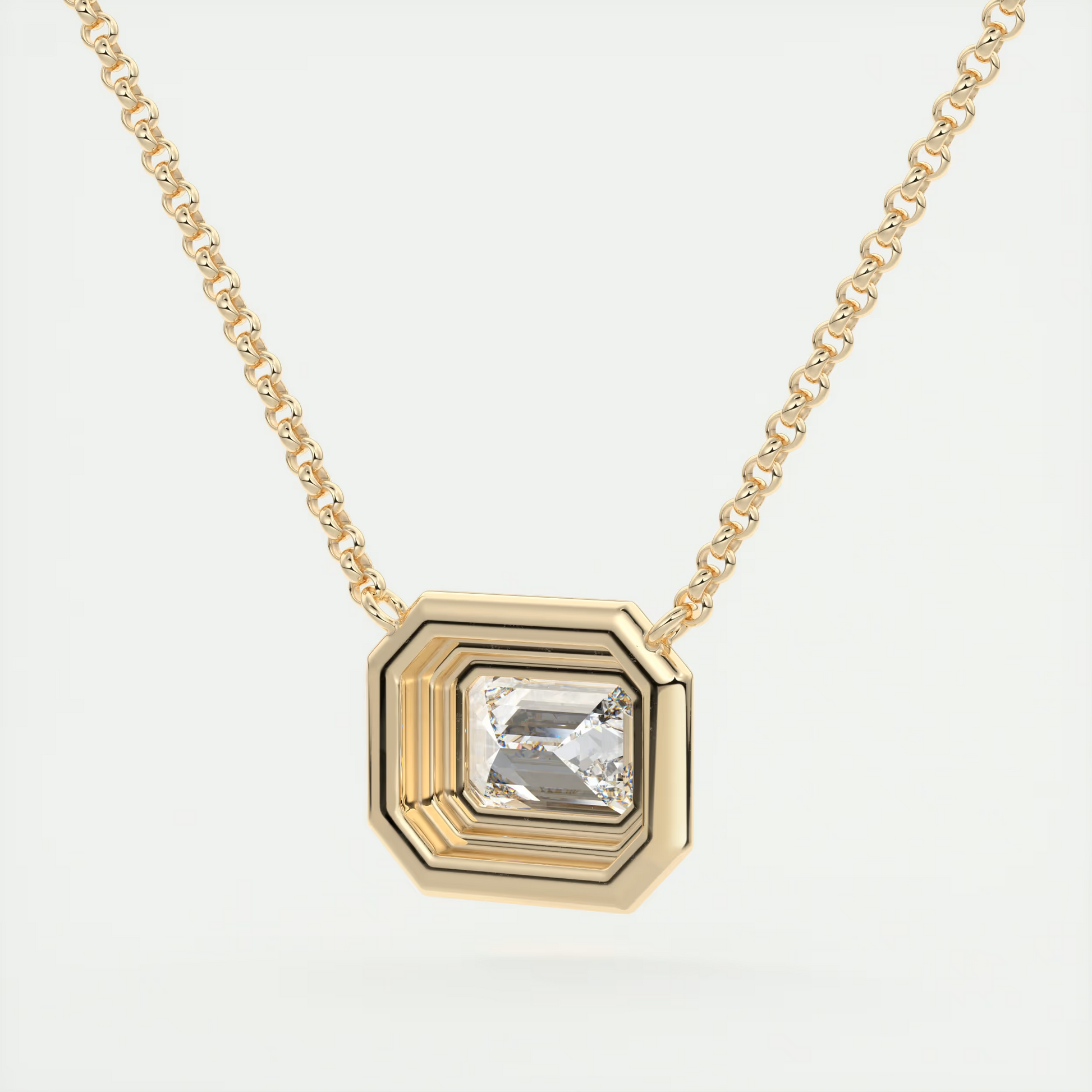 1.5 Carat Emerald Chunky Deco Bezel Pendant