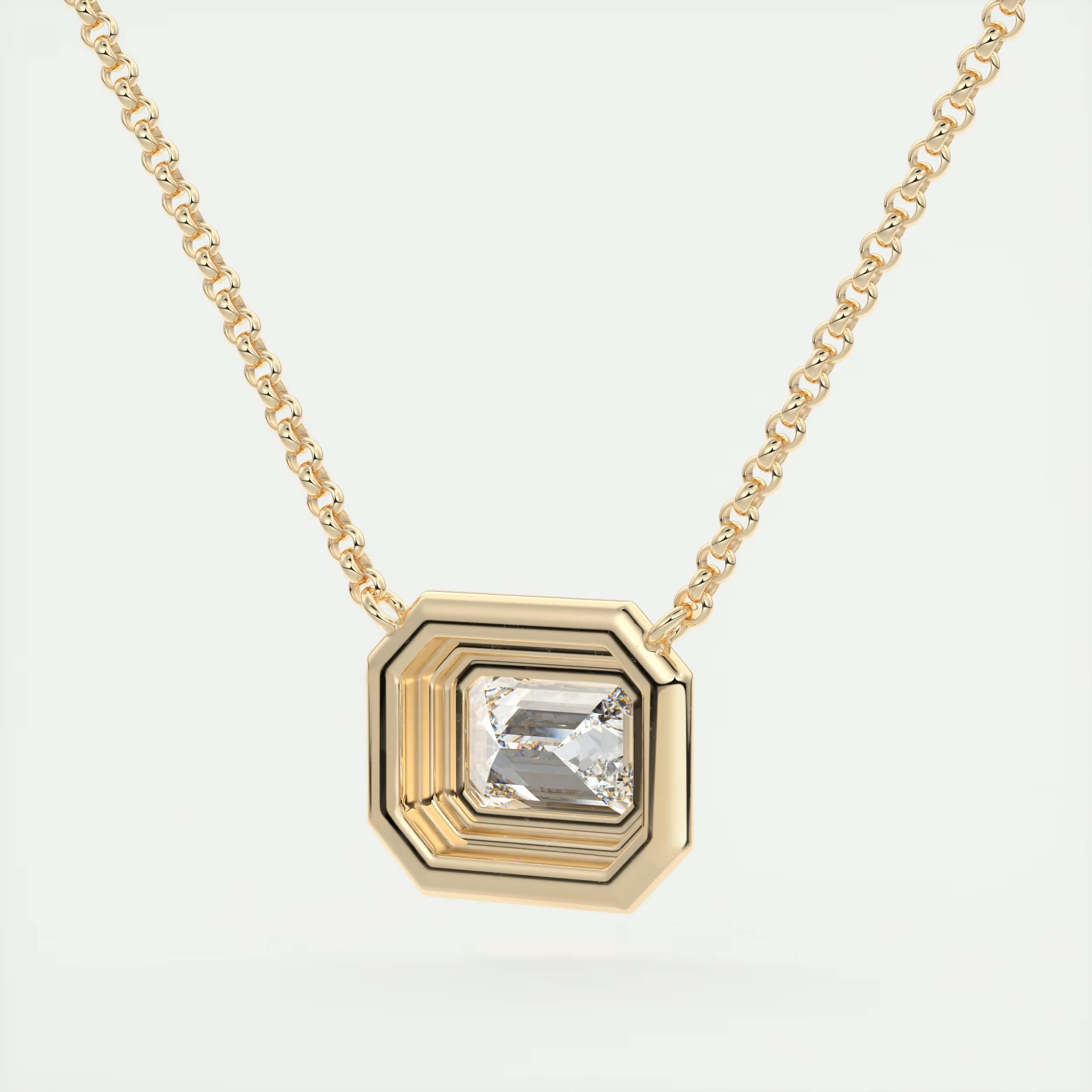 1.5 Carat Emerald Chunky Deco Bezel Pendant