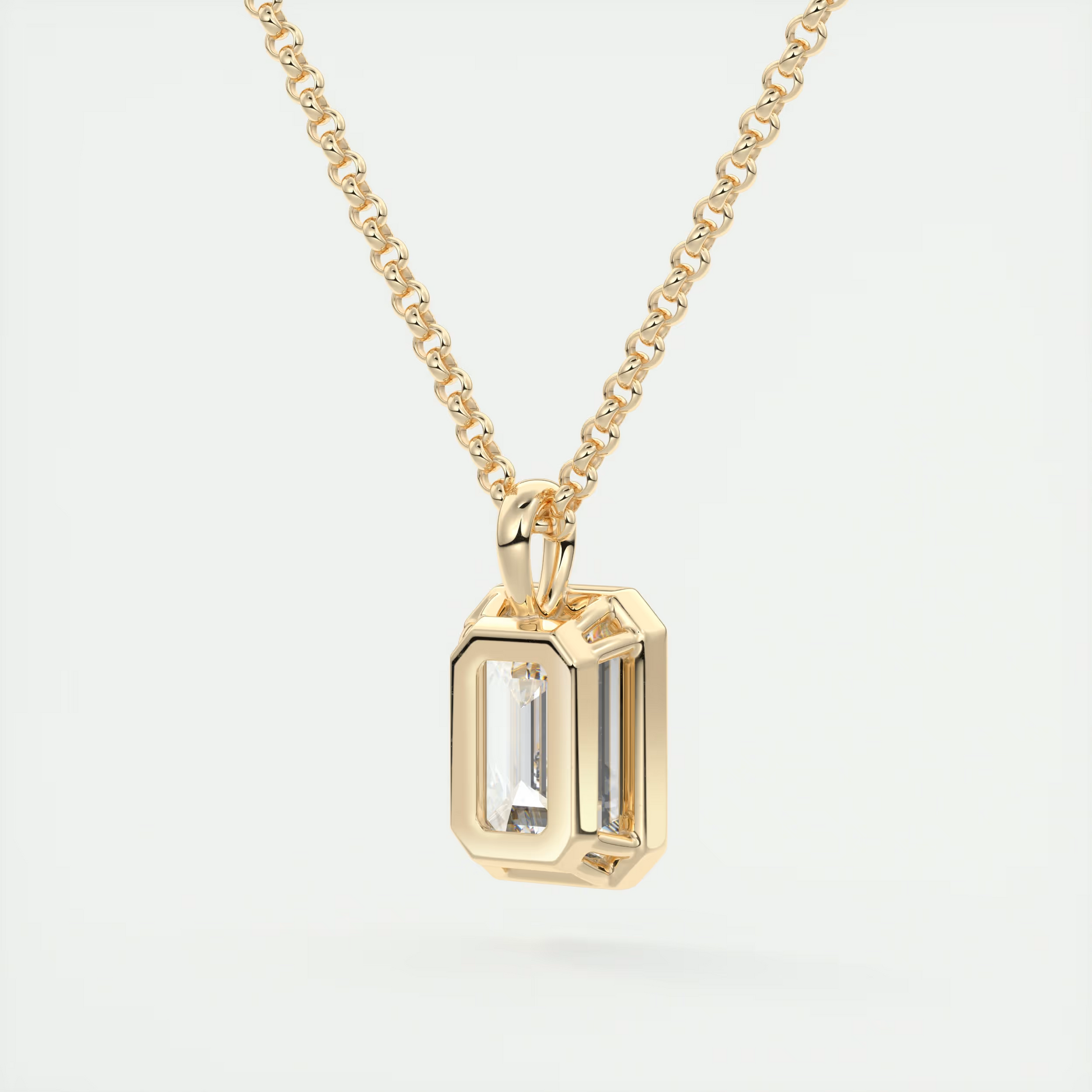 1.5 ct Emerald Bezel Set Pendant Necklace