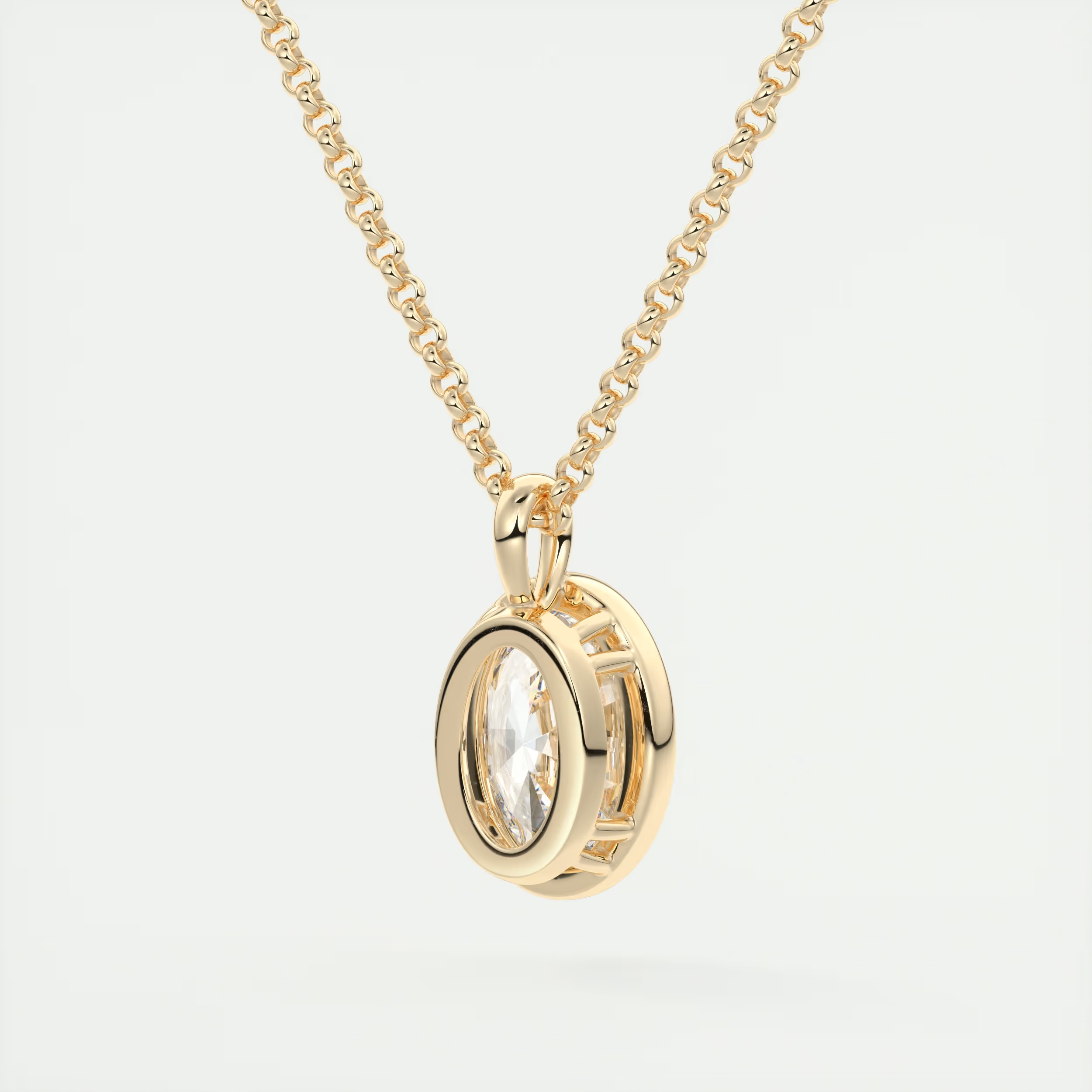 1.5 ct Oval Bezel Set Pendant Necklace