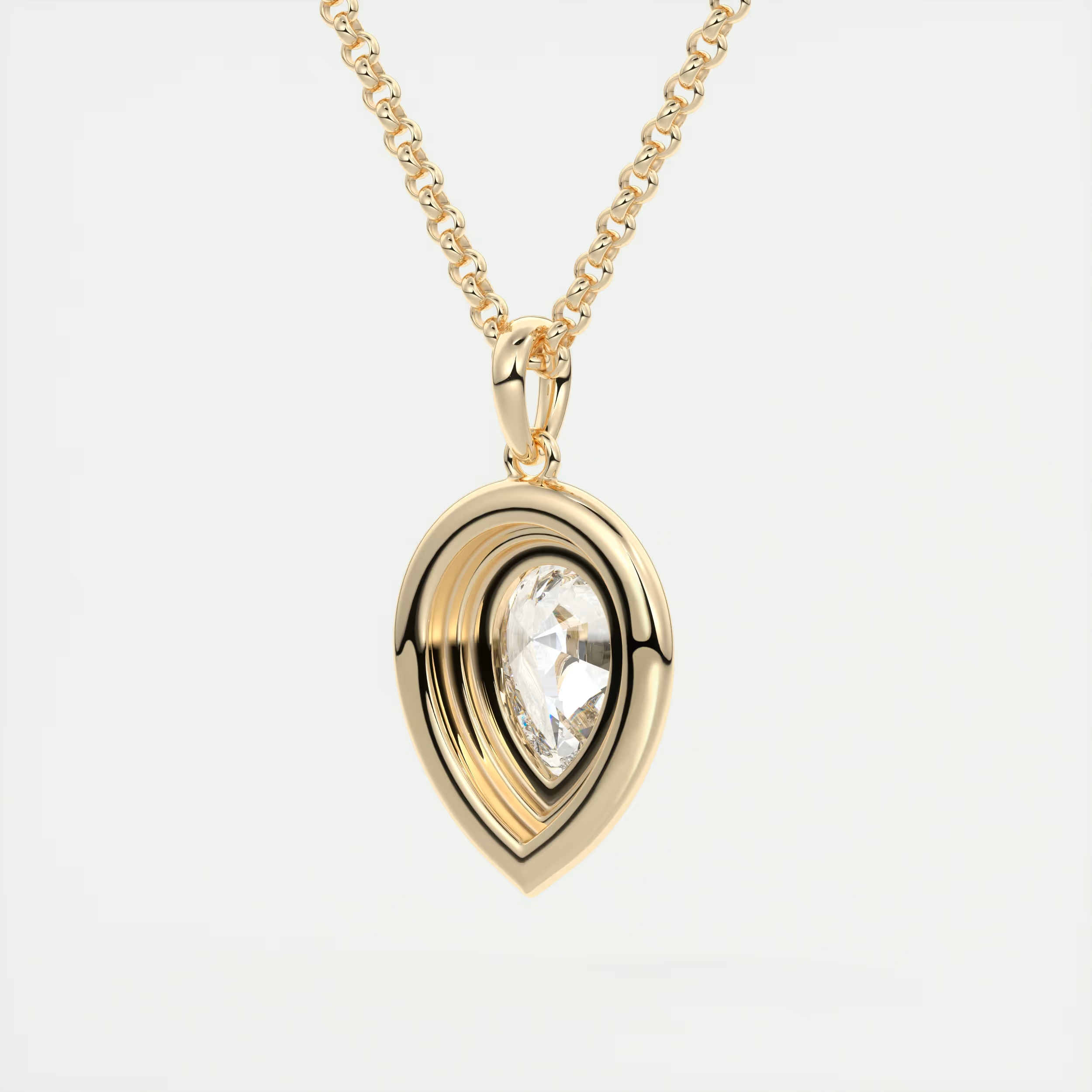 1.5 ct Pear Bezel Set Pendant Necklace