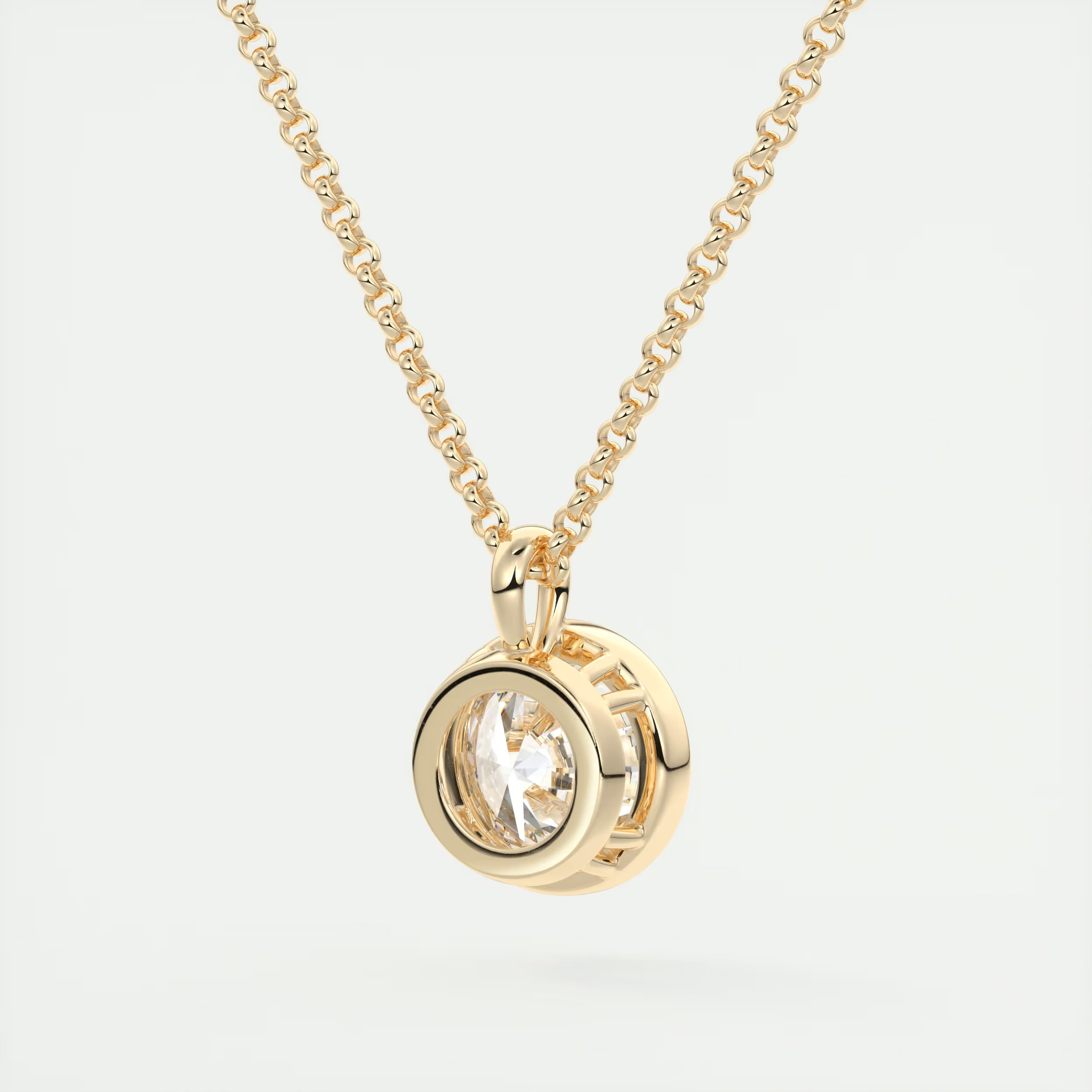 1.5 ct Round Bezel Set Pendant Necklace