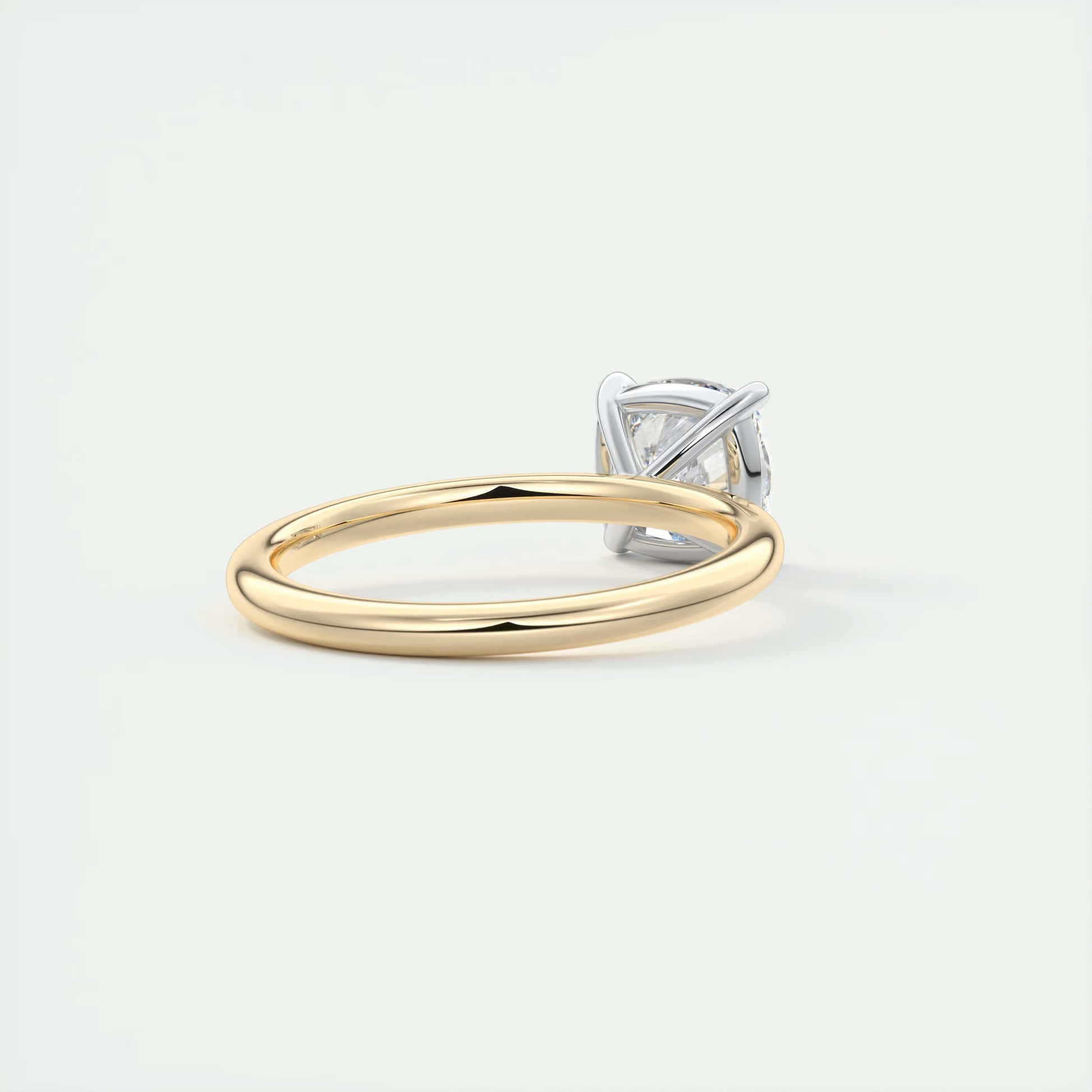 2 Carat Cushion Gold Solitaire with Platinum Prongs