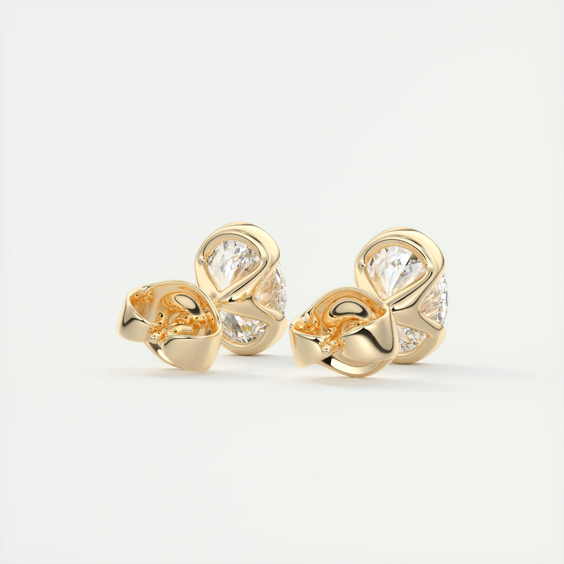 2 ct Oval Half Bezel Set Diamond Studs