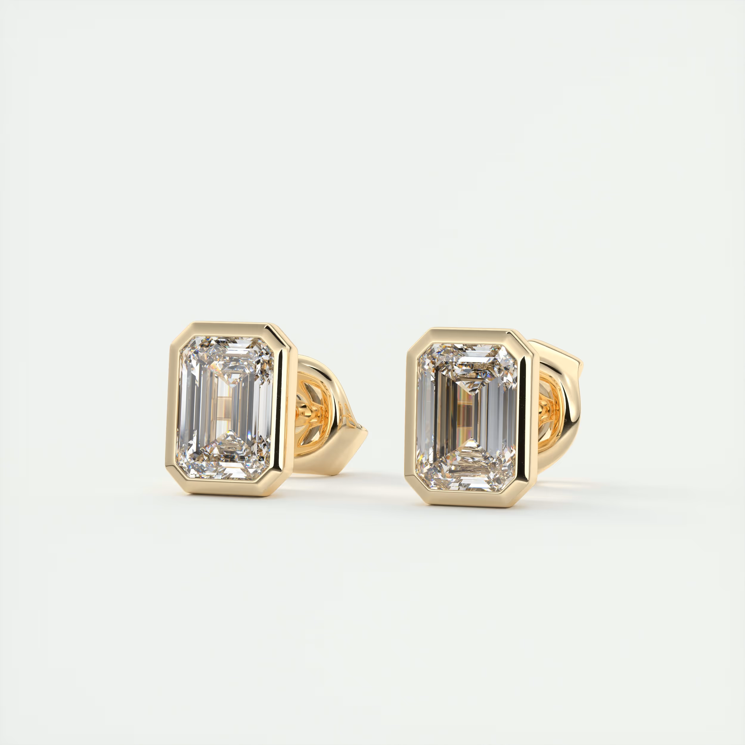 2 ct Emerald Bezel Set Diamond Studs