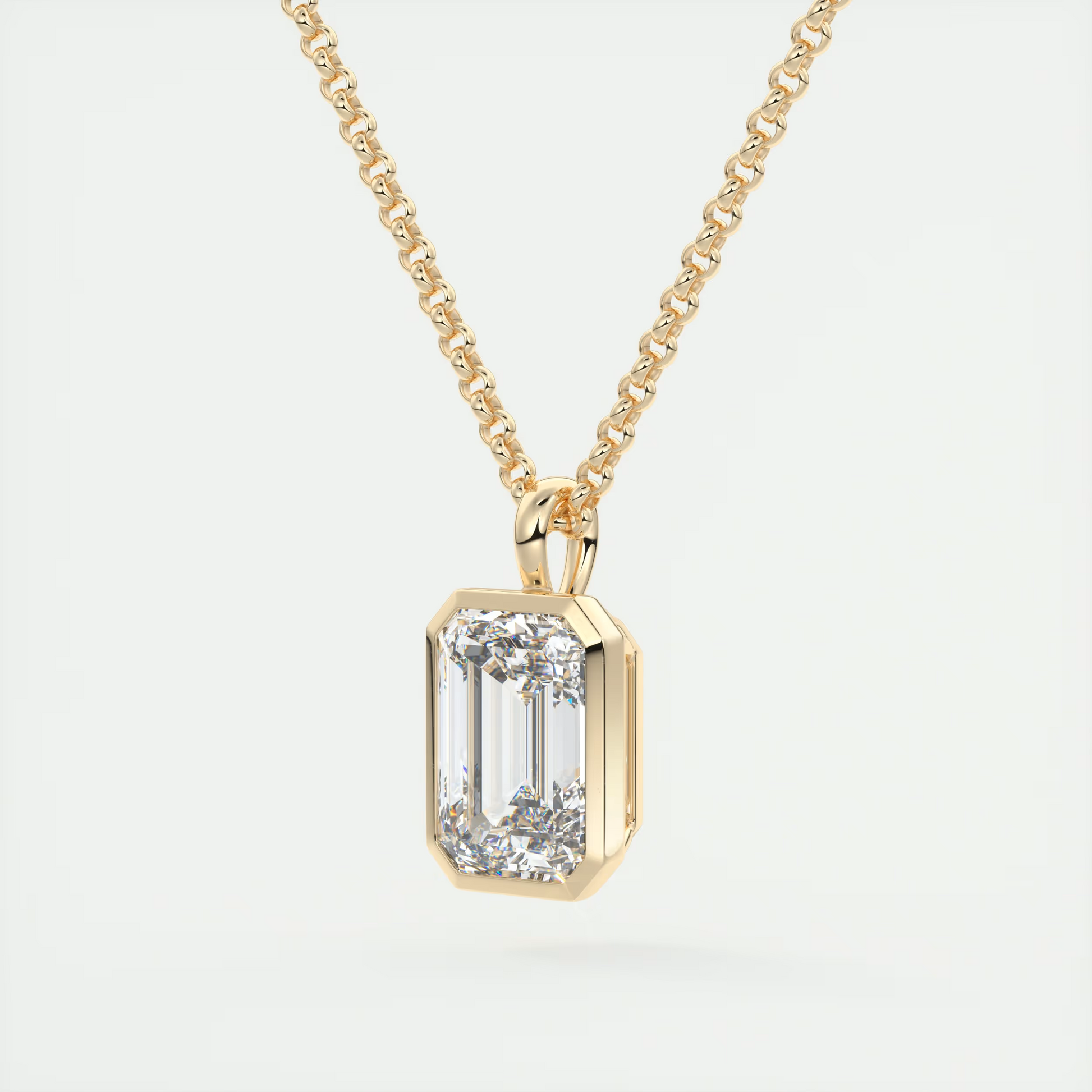 1.5 ct Emerald Bezel Set Pendant Necklace