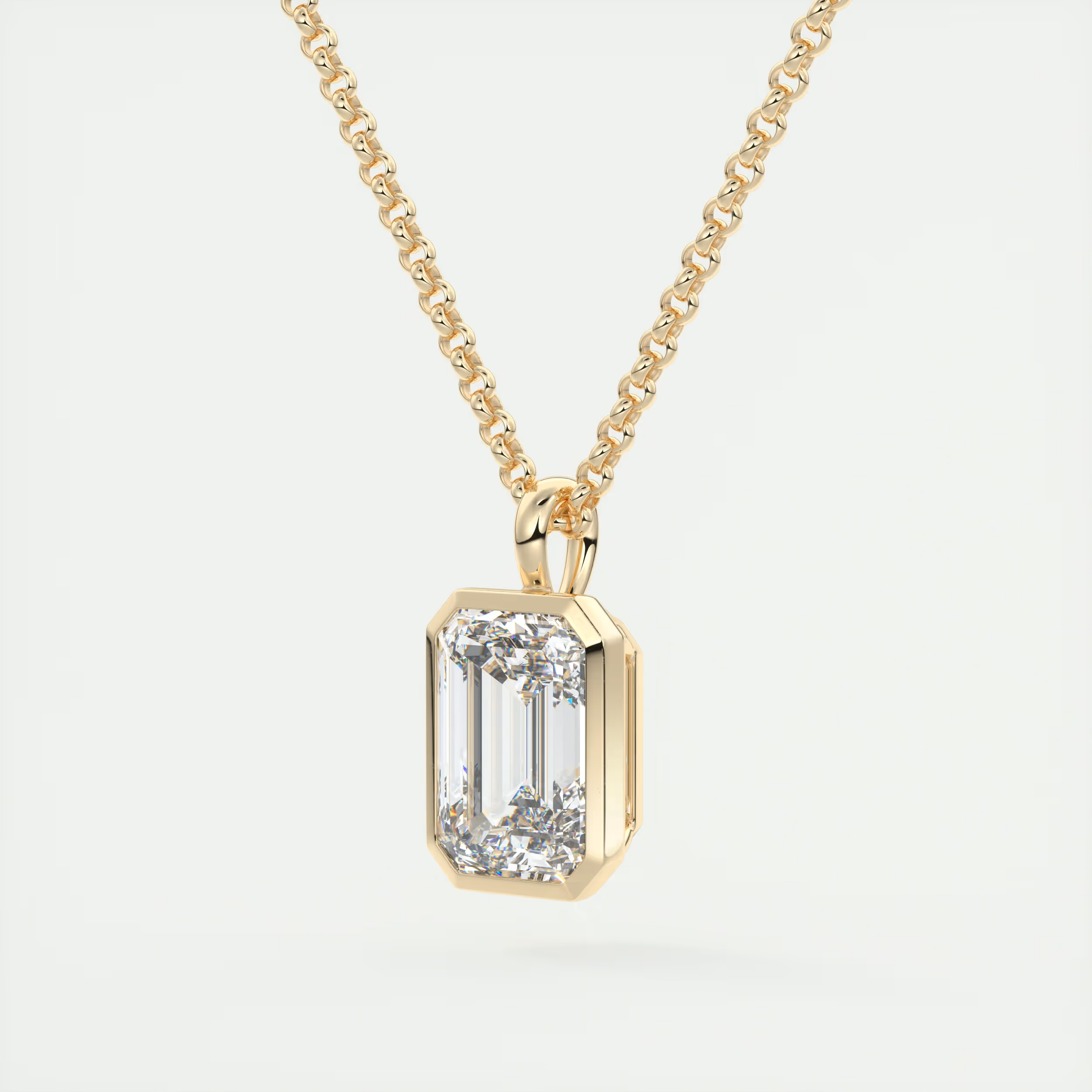 1.5 ct Emerald Bezel Set Pendant Necklace