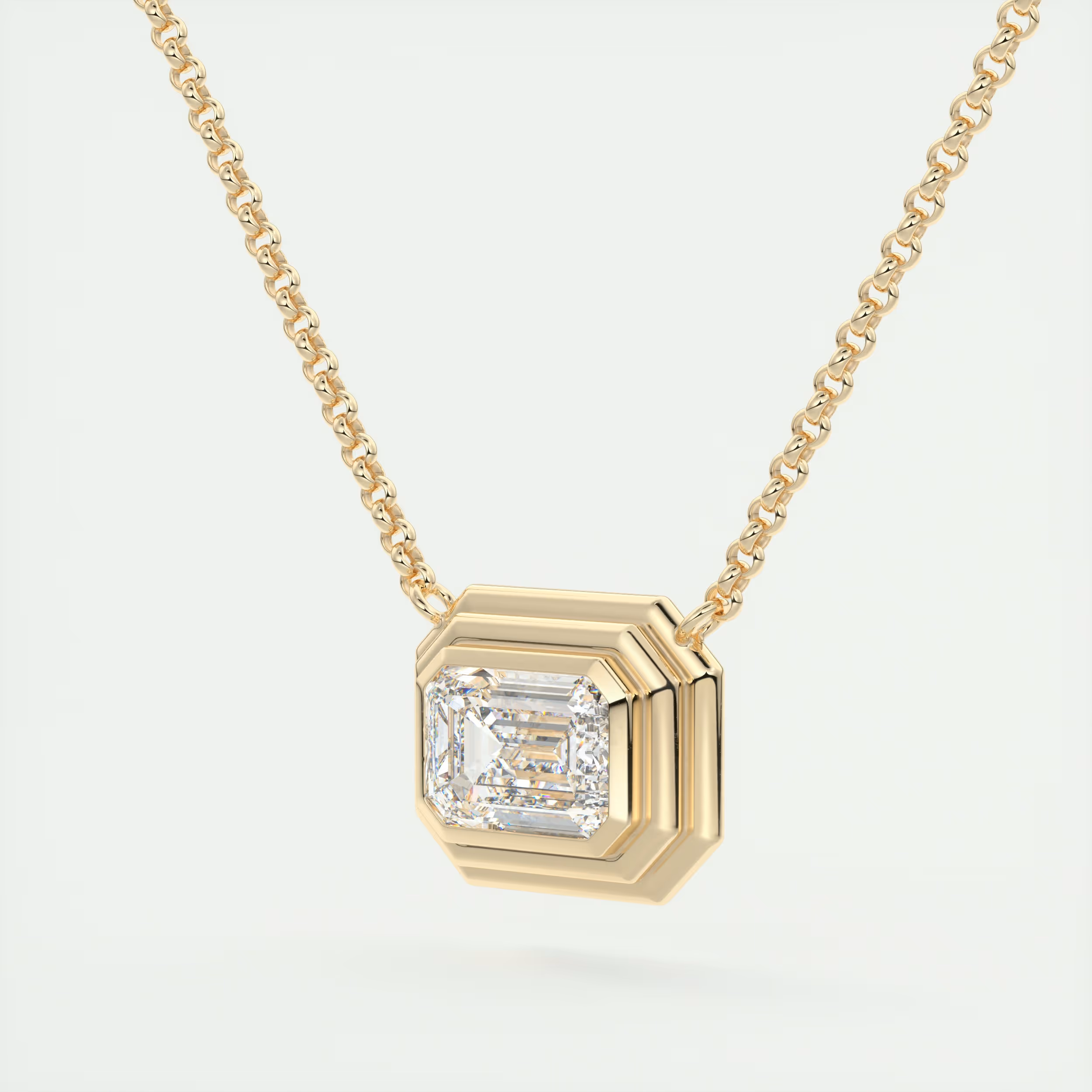 1.5 Carat Emerald Chunky Deco Bezel Pendant