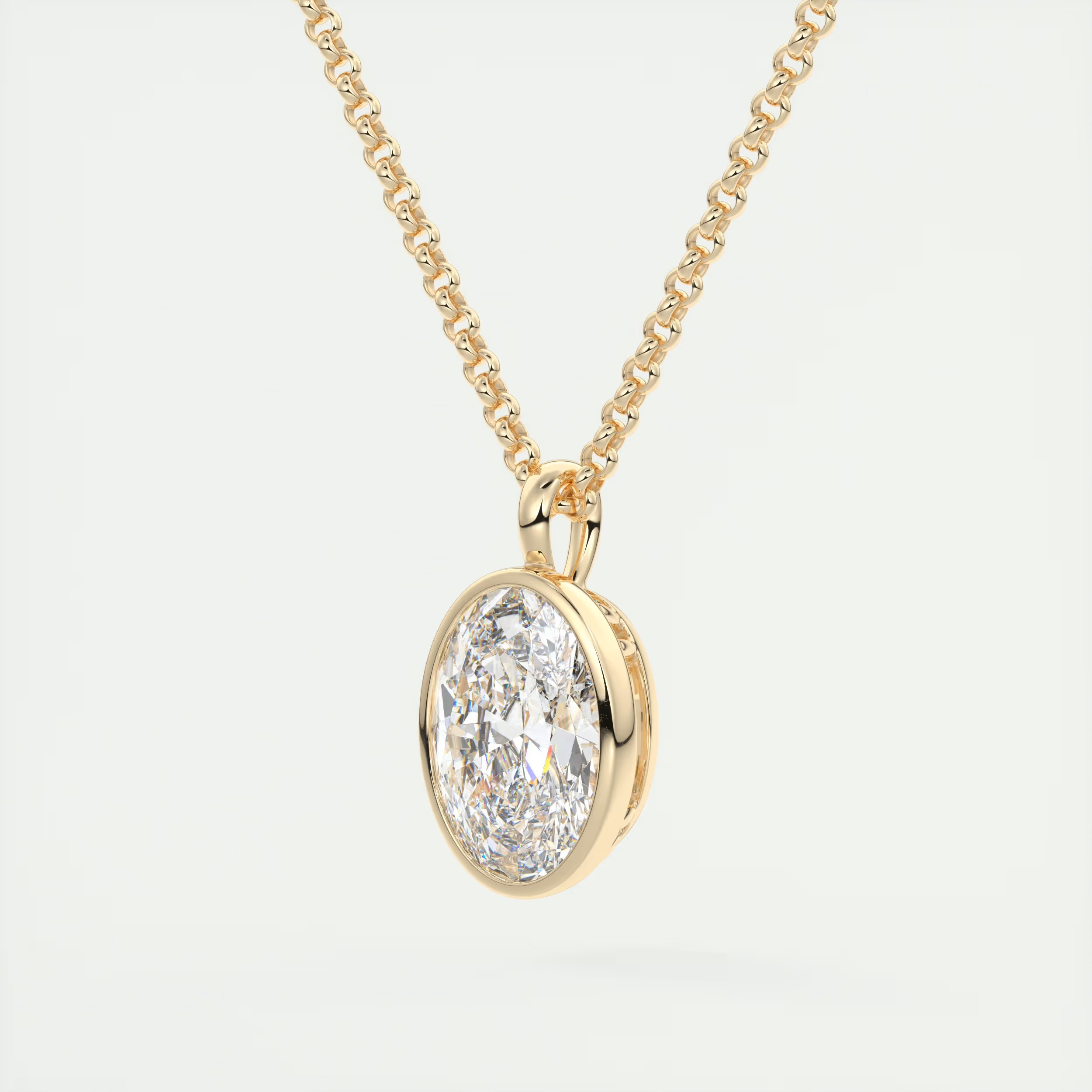1.5 ct Oval Bezel Set Pendant Necklace