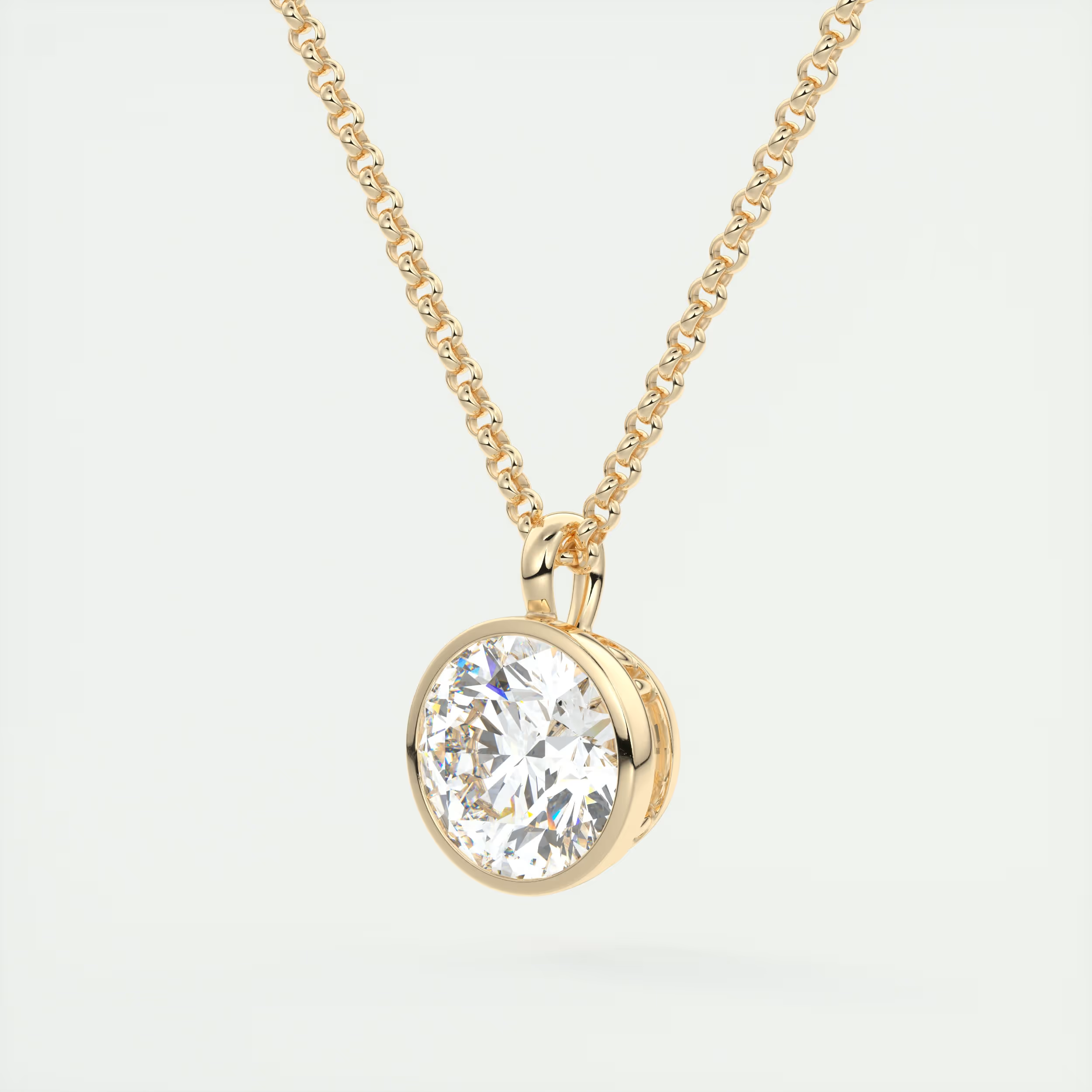 1.5 ct Round Bezel Set Pendant Necklace