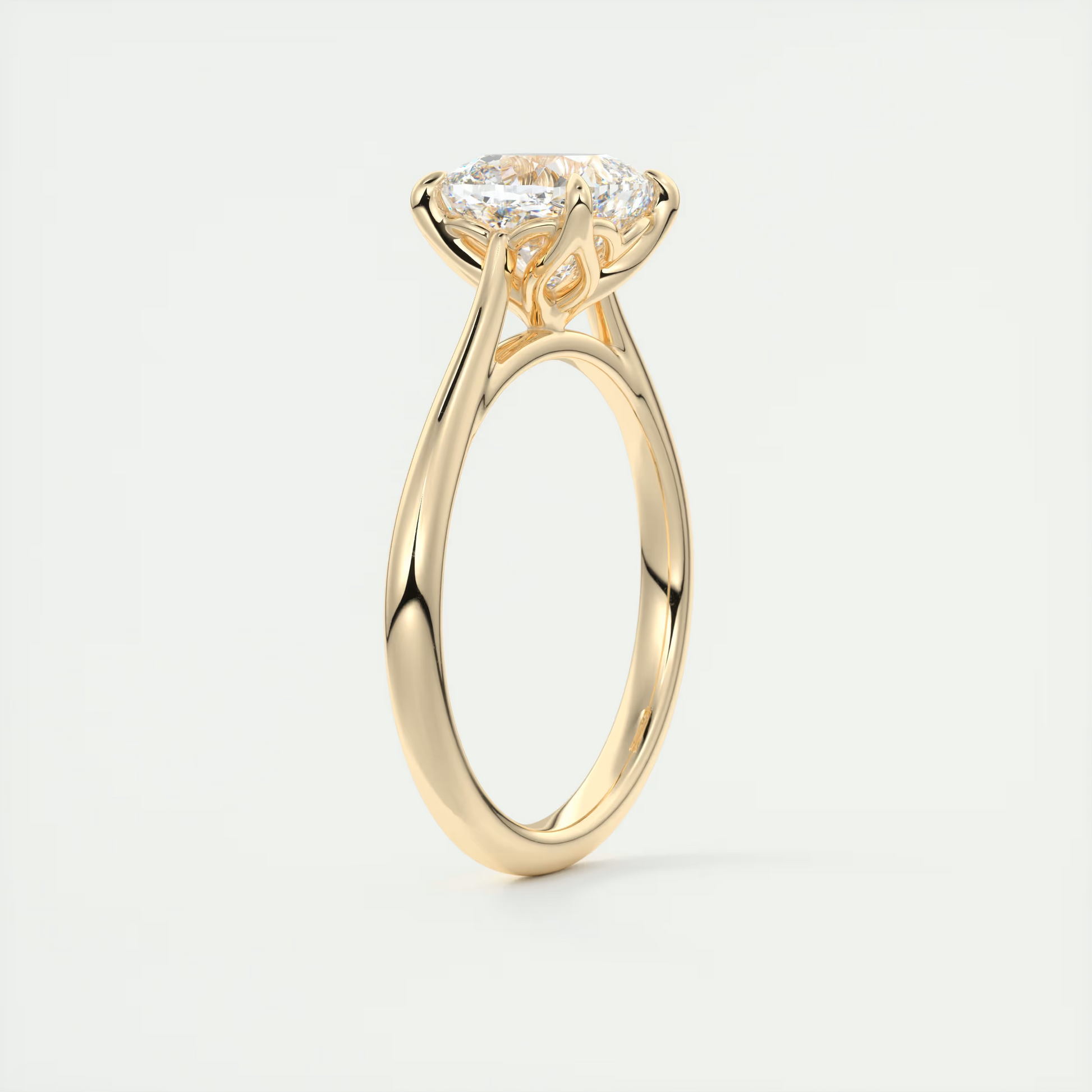 2 Carat Cushion Floral Flush Stacking Cathedral Solitaire