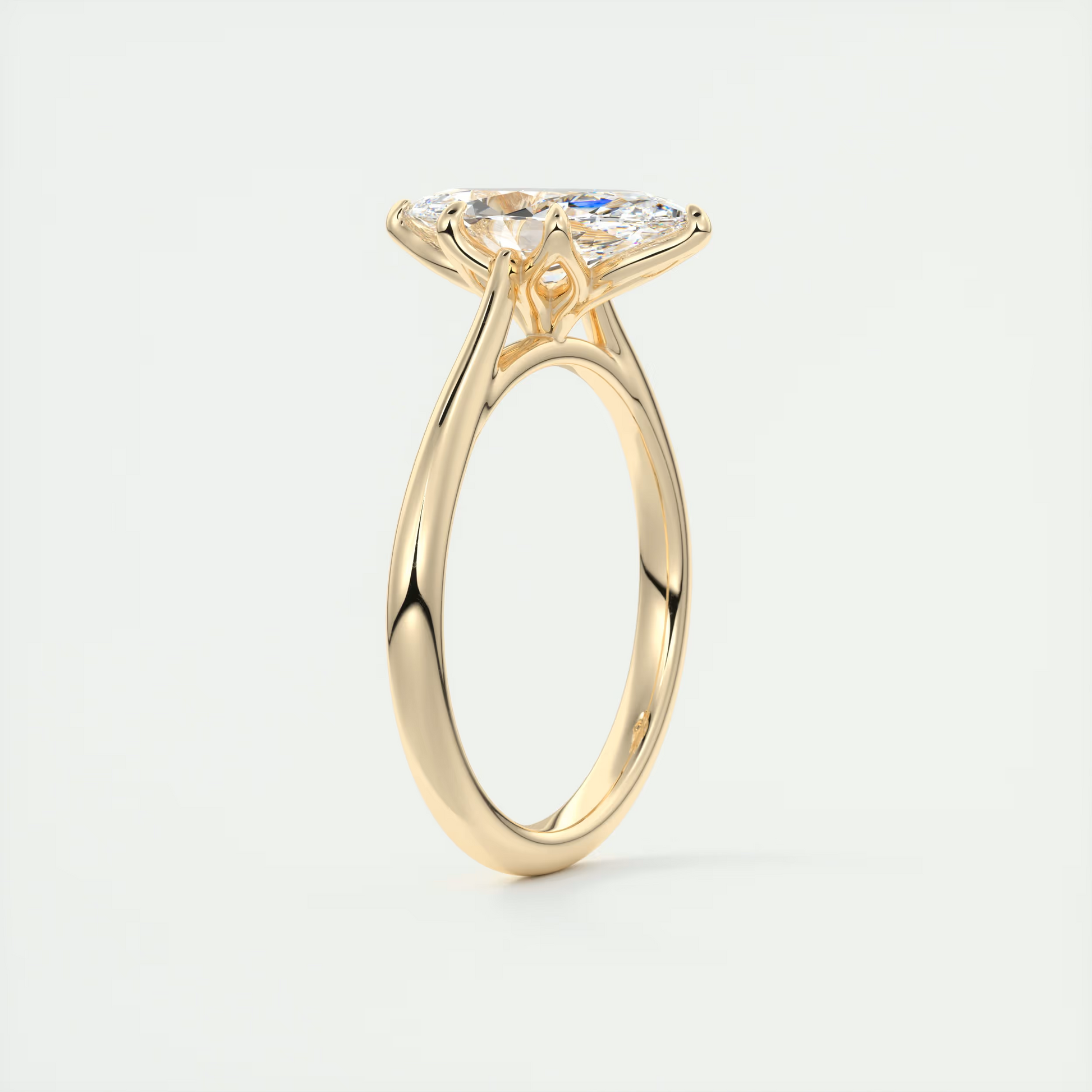 2 Carat Marquise Floral Flush Stacking Cathedral Solitaire