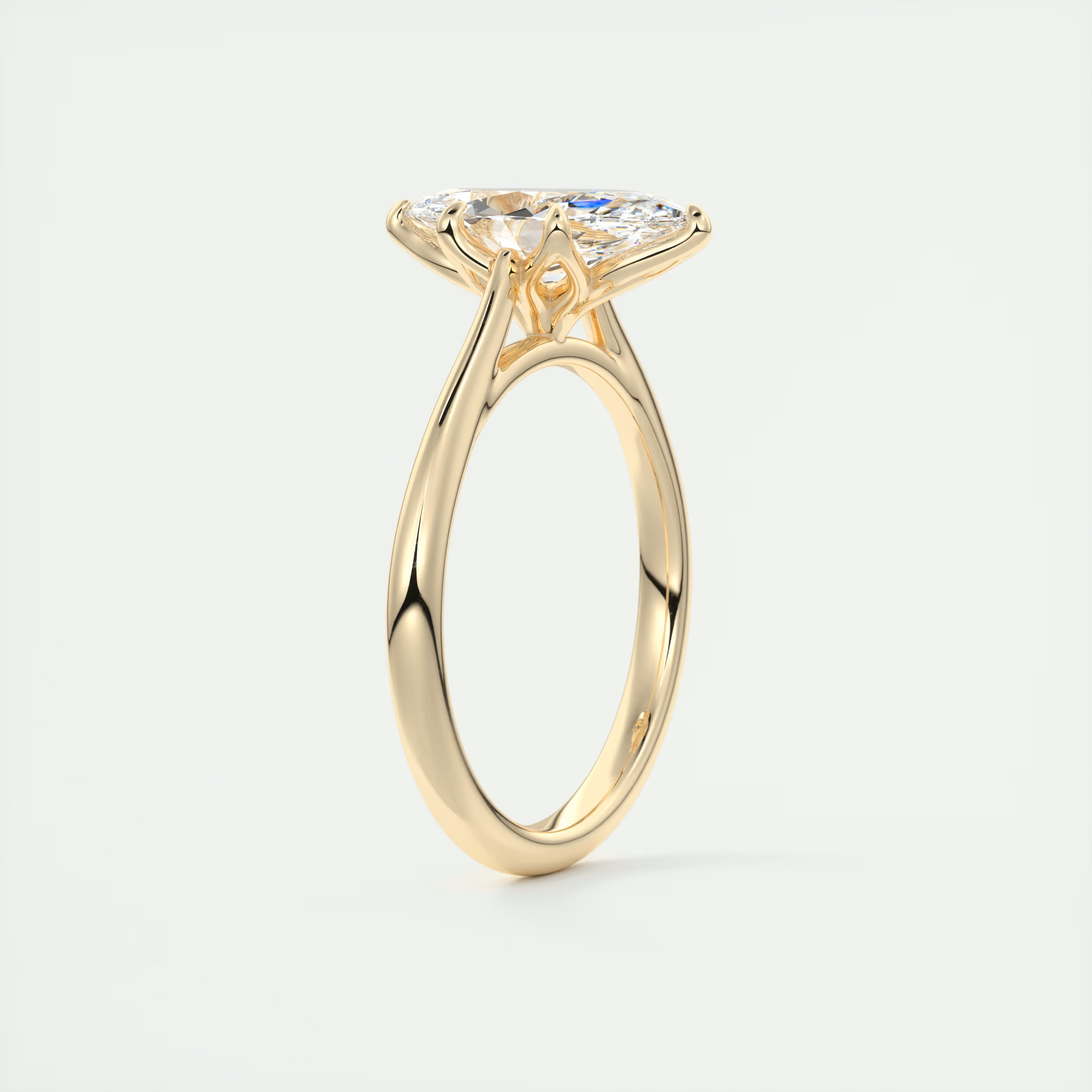 2 Carat Marquise Floral Flush Stacking Cathedral Solitaire