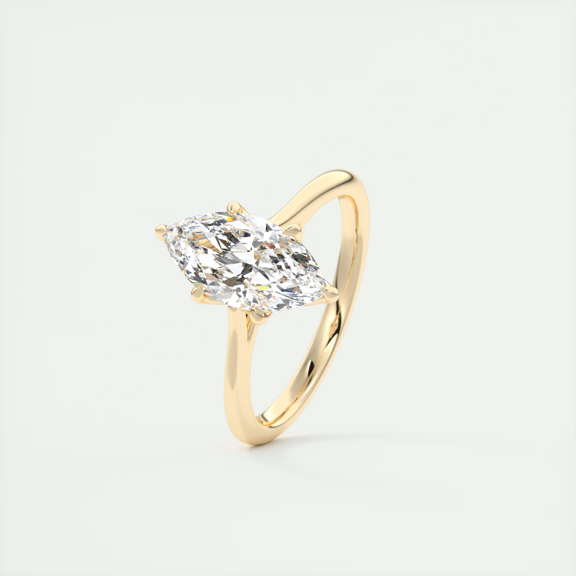 2 Carat Marquise Floral Flush Stacking Cathedral Solitaire