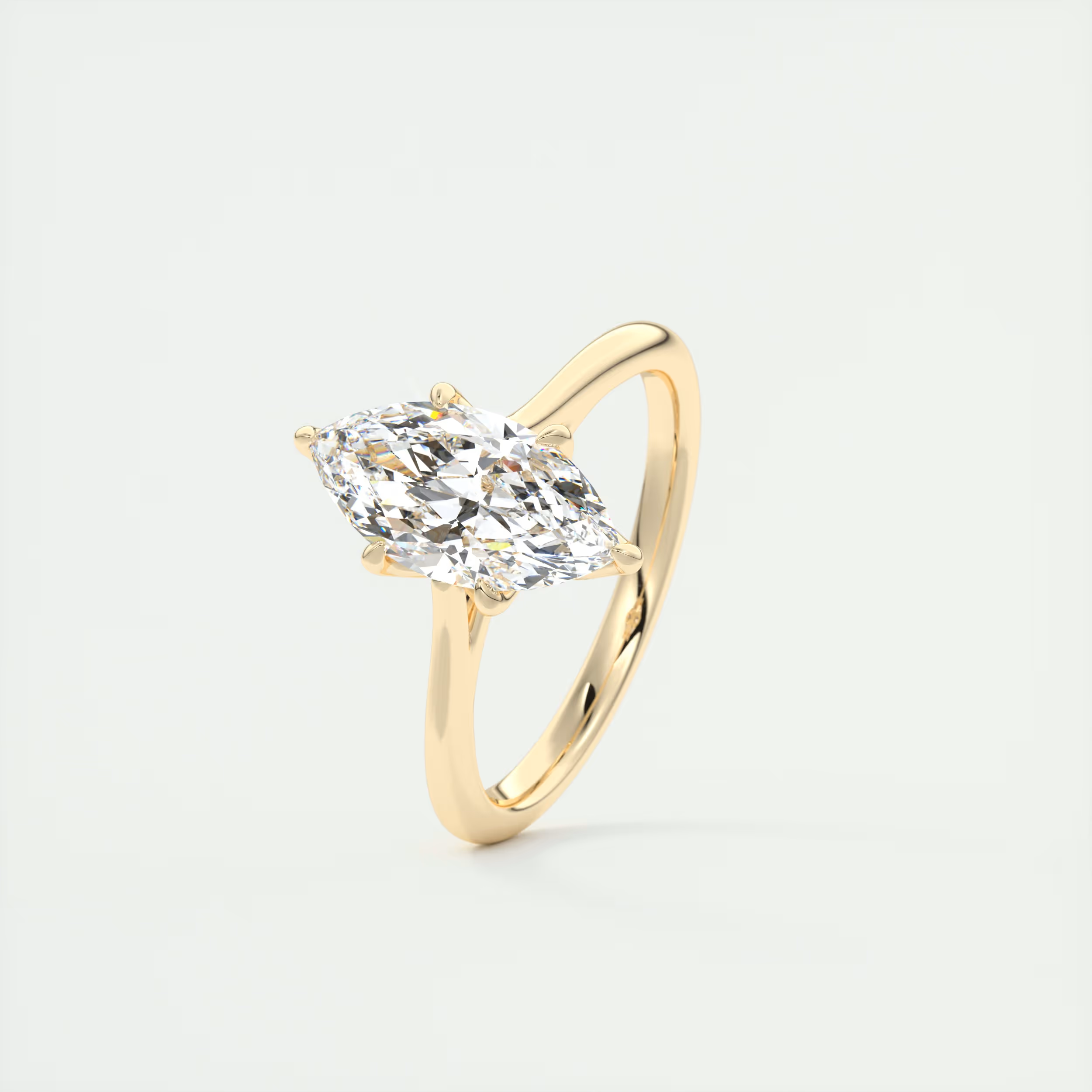 2 Carat Marquise Floral Flush Stacking Cathedral Solitaire