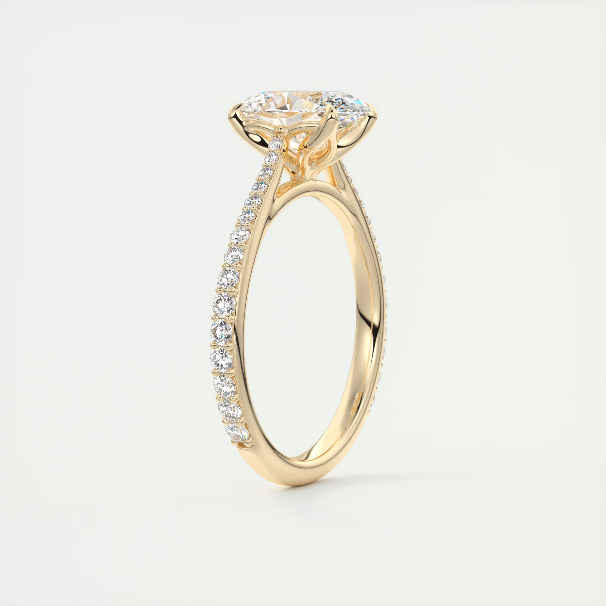 2 Carat Floral Oval Cathedral Solitaire