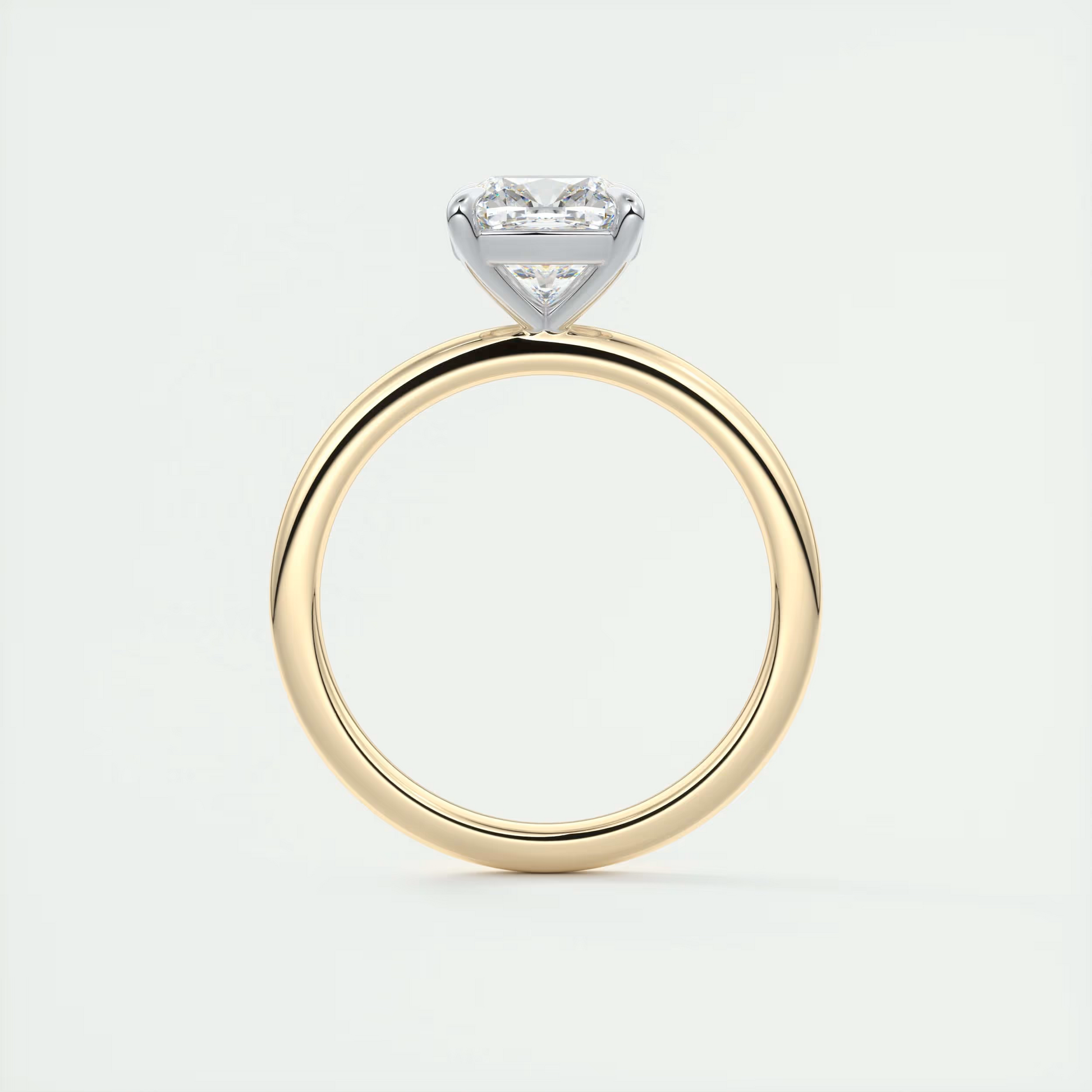 2 Carat Cushion Gold Solitaire with Platinum Prongs