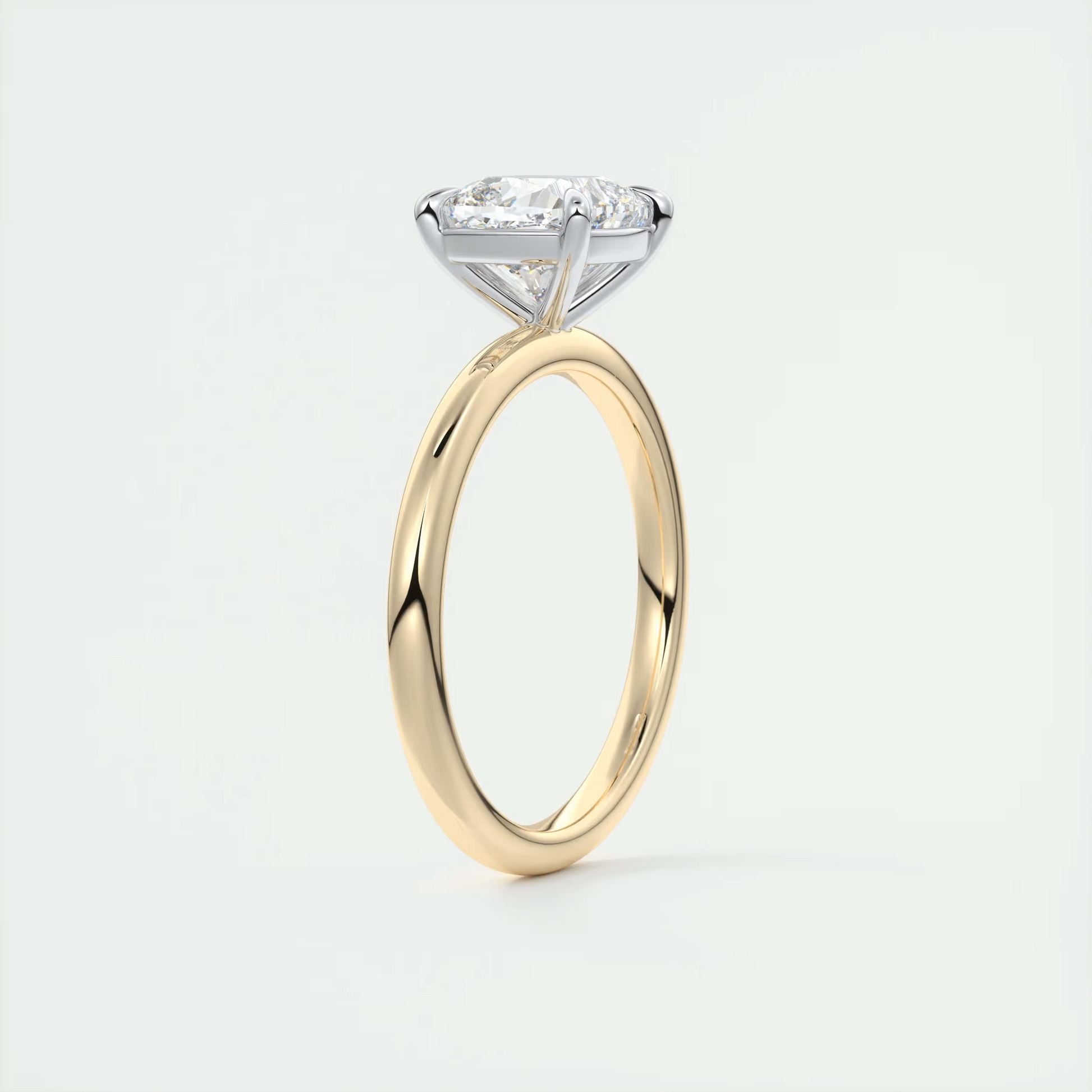 2 Carat Cushion Gold Solitaire with Platinum Prongs