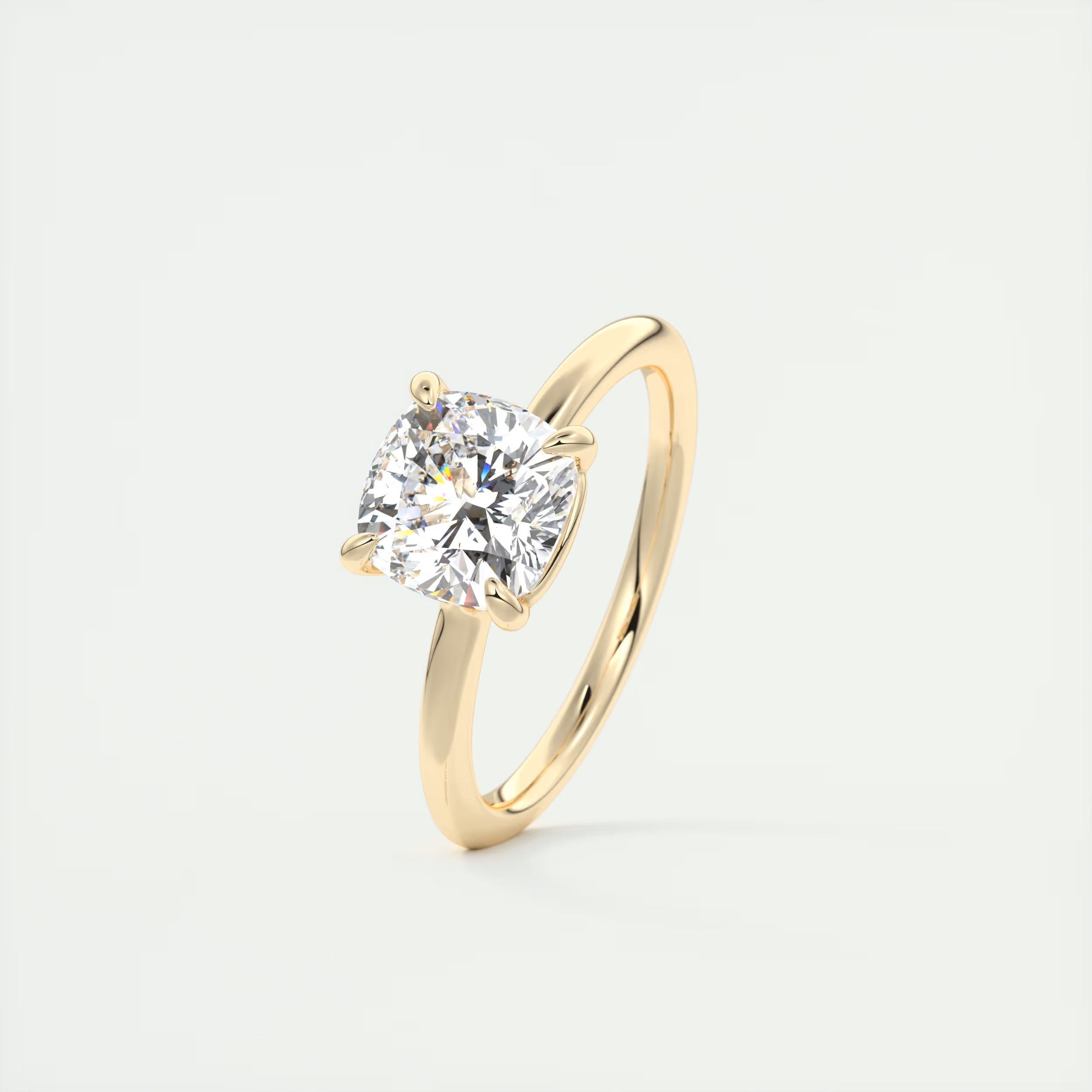 2 Carat Cushion Flush Stacking Low Profile Solitaire