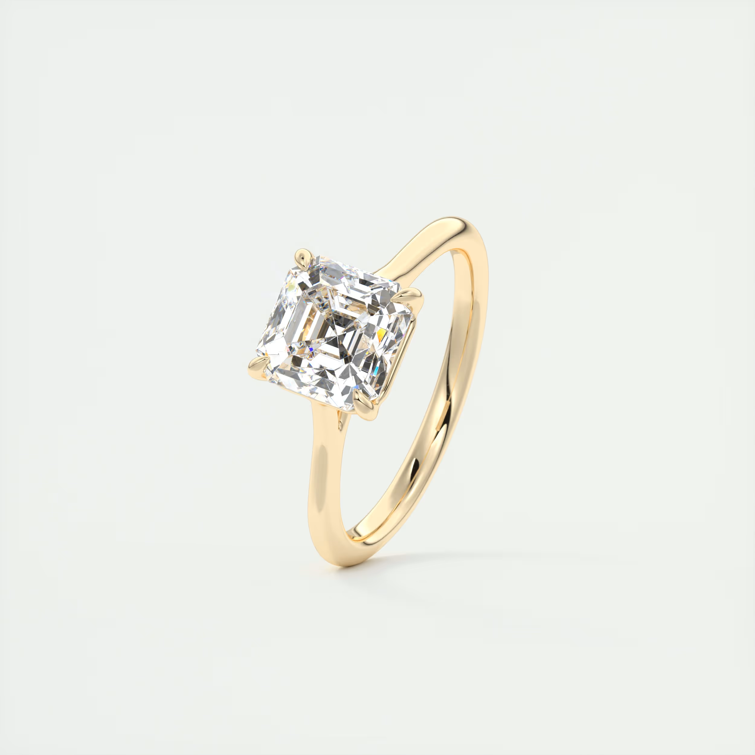 2 Carat Asscher Flush Set Stacking Solitaire (1.8mm Band)