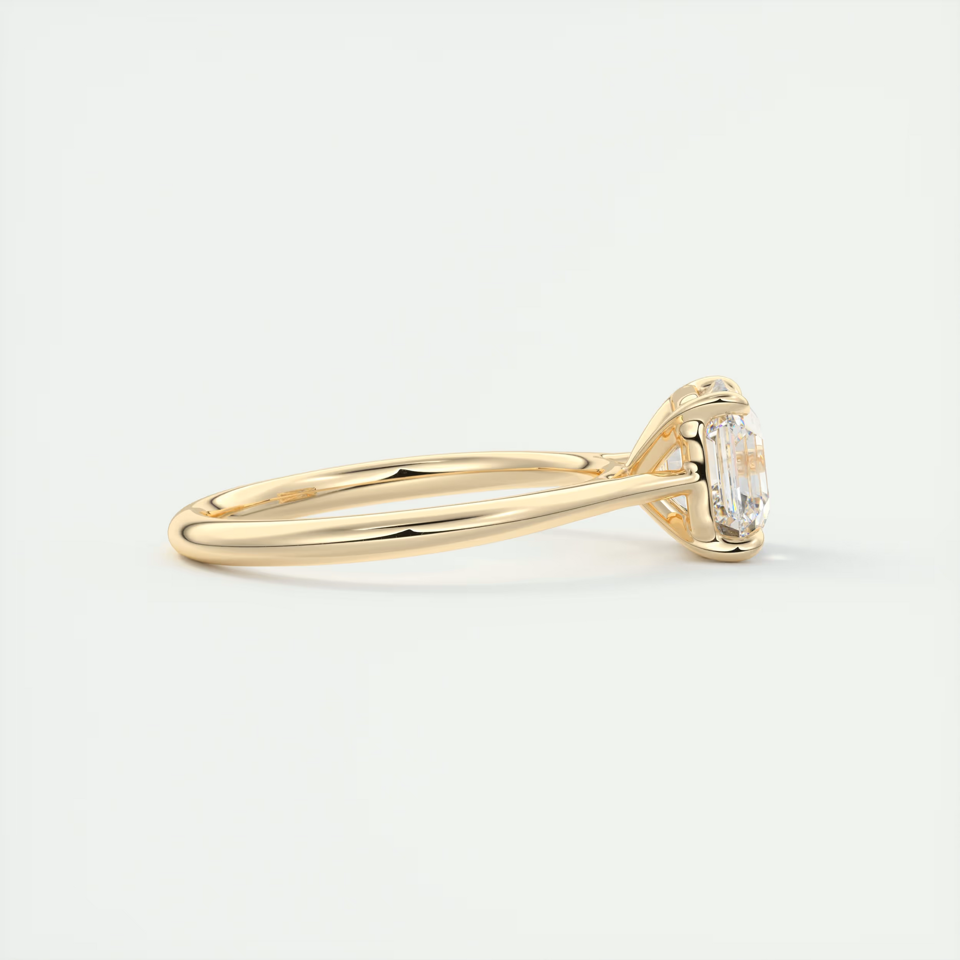 2 Carat Asscher Flush Set Stacking Solitaire (1.8mm Band)