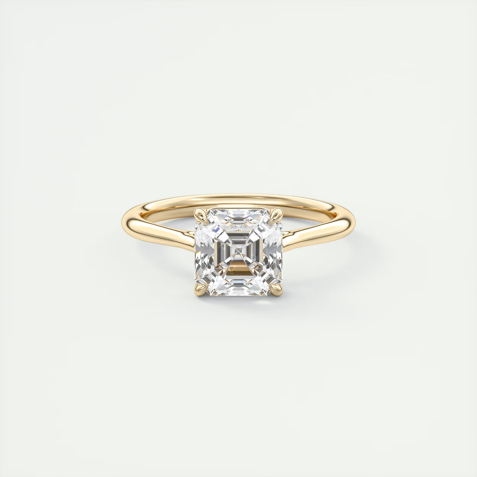2 Carat Asscher Flush Set Stacking Solitaire (1.8mm Band)