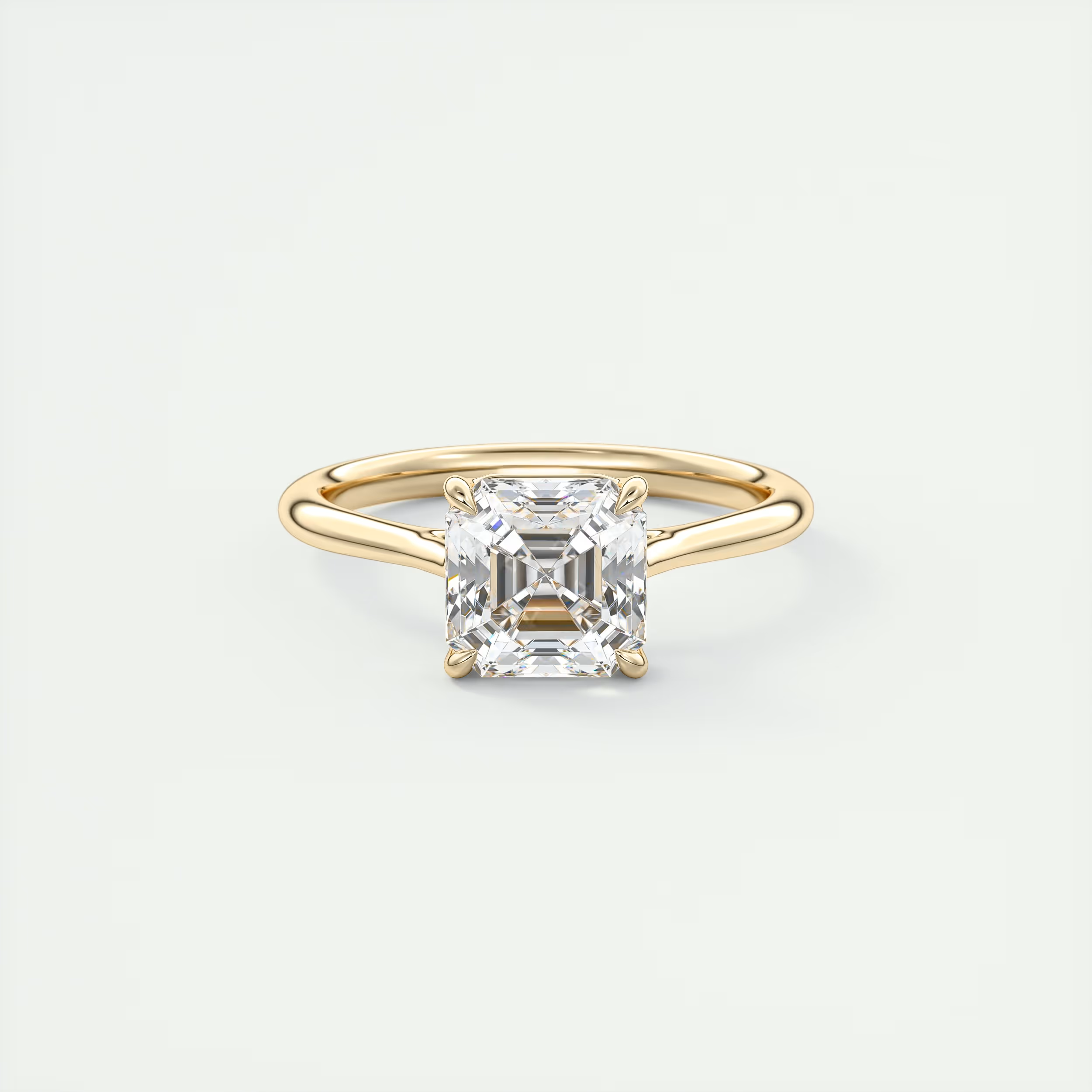 2 Carat Asscher Flush Set Stacking Solitaire (1.8mm Band)