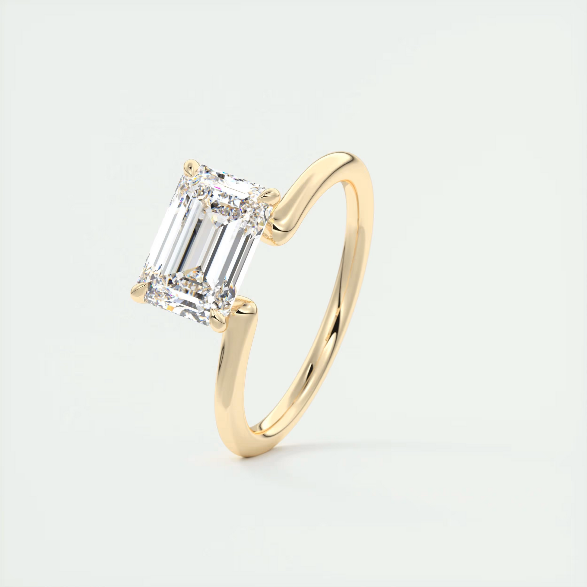2 Carat East West Emerald Solitaire