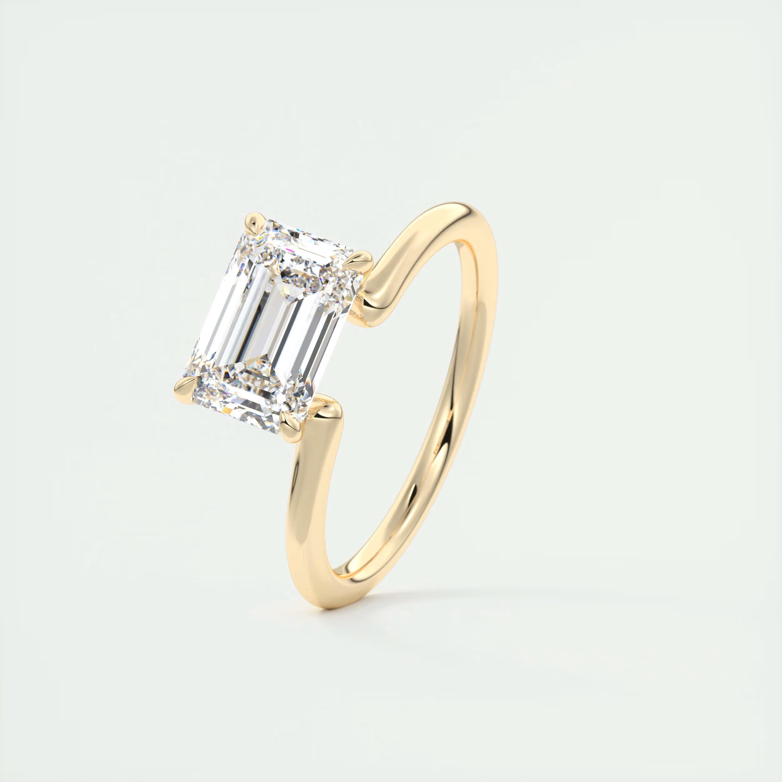2 Carat East West Emerald Solitaire