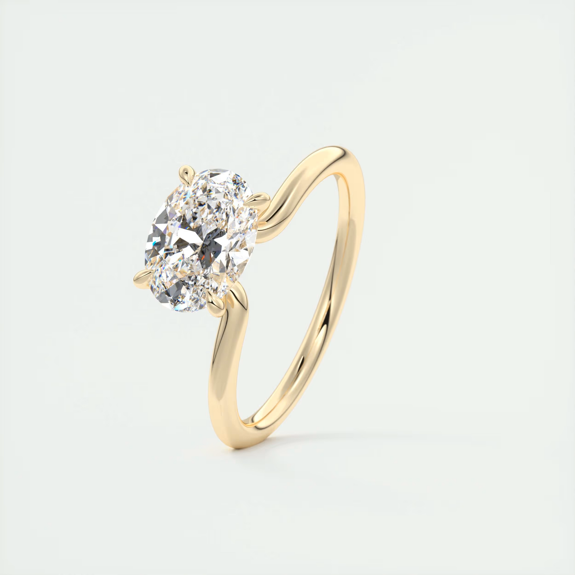 2 Carat Cantilever East West Oval Solitaire