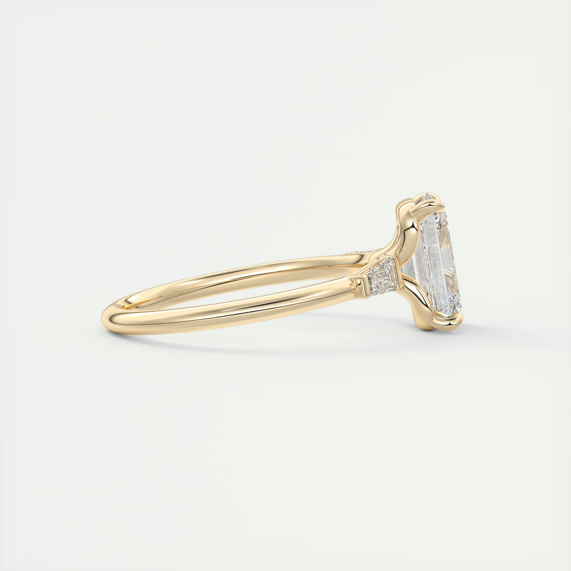 Silhouette 2 Carat Emerald Plunge Three-Stone Engagement Ring