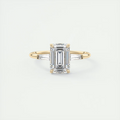 Silhouette 2 Carat Emerald Plunge Three-Stone Engagement Ring