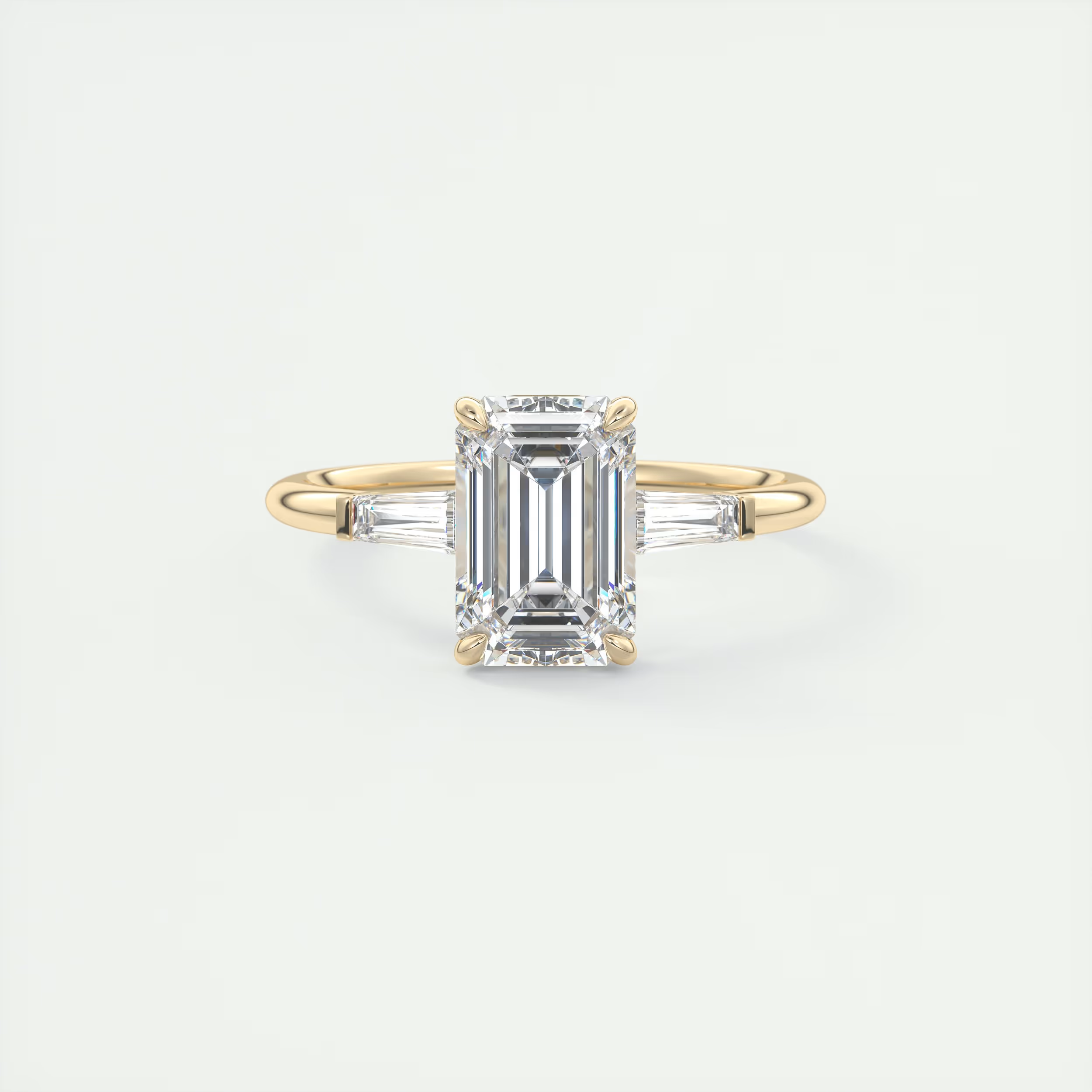 Silhouette 2 Carat Emerald Plunge Three-Stone Engagement Ring