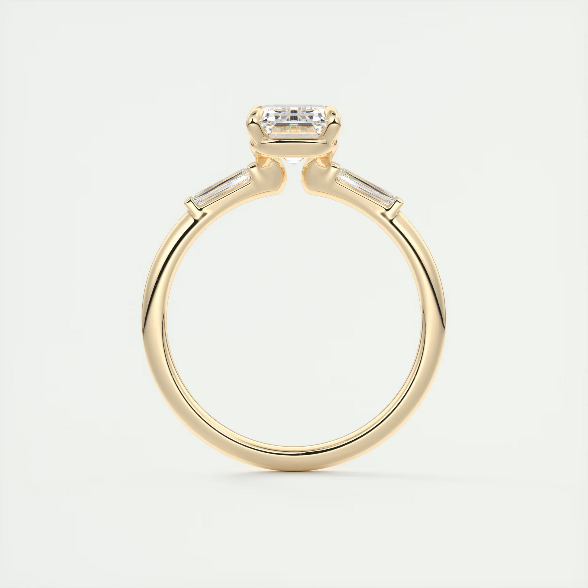 Silhouette 2 Carat Emerald Plunge Three-Stone Engagement Ring