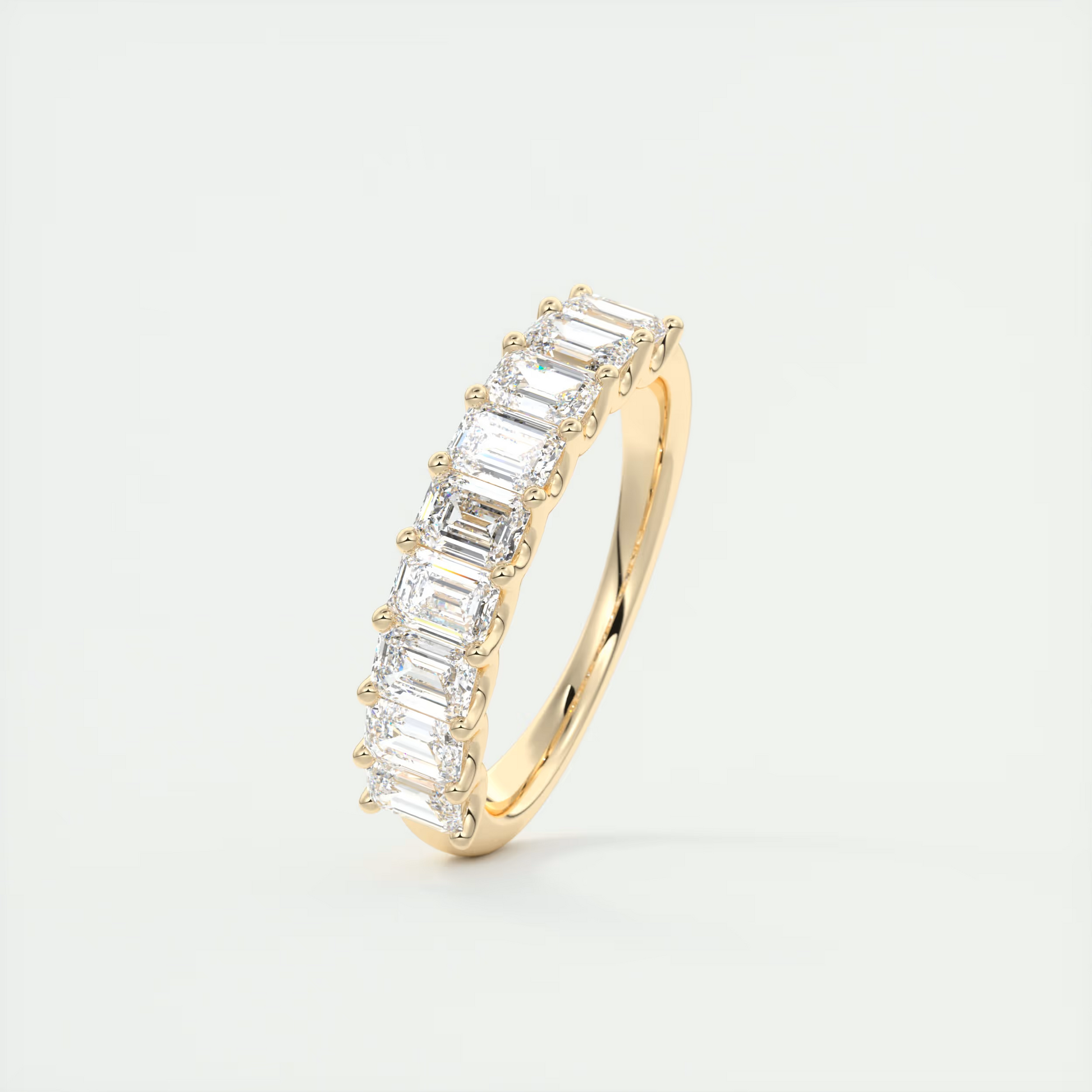 4mm Emerald Half Eternity Band (1.8 TCW)